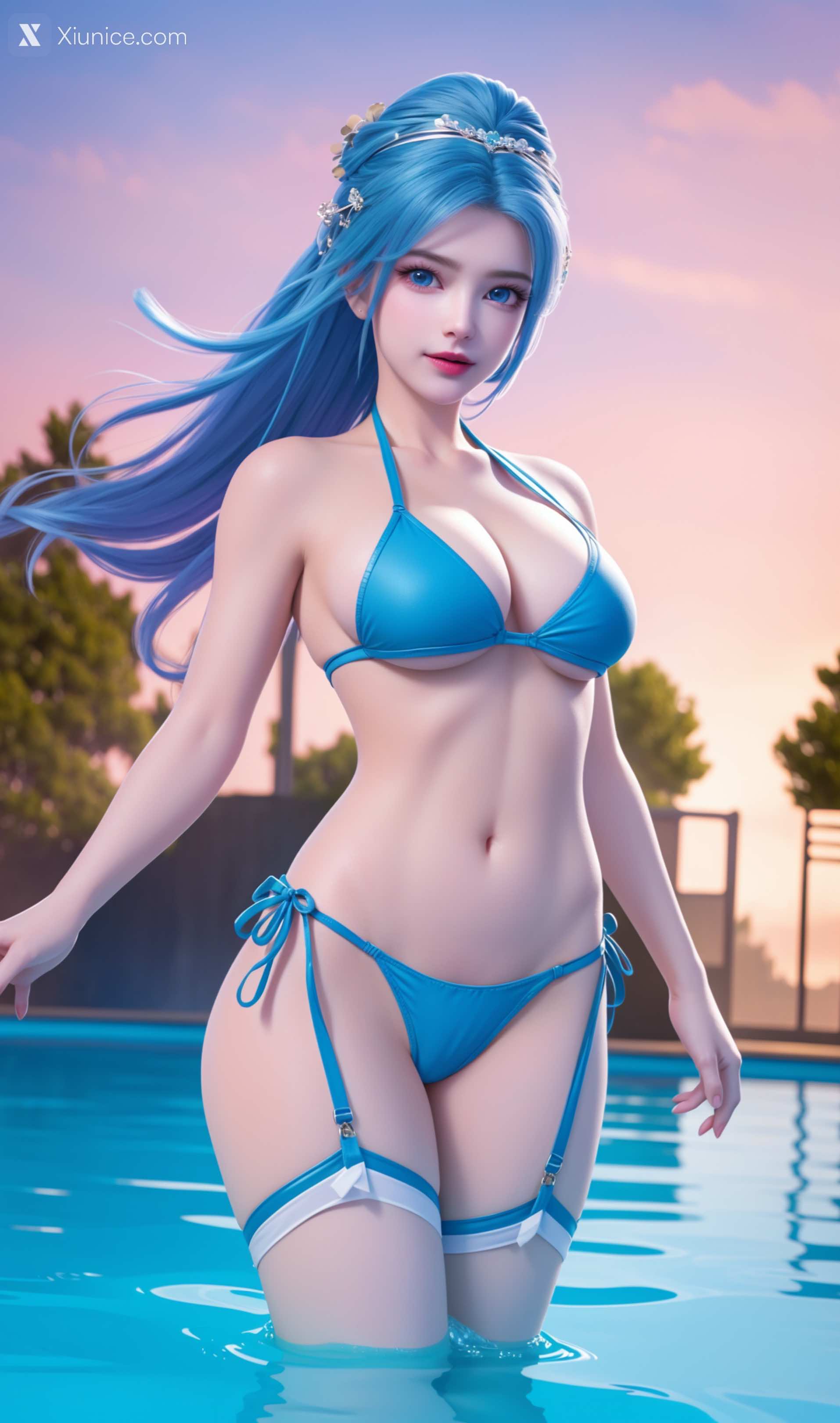 AI Girl – 我是大神仙 – 周紫雨 – 周紫雨 蓝色比基尼 第29张