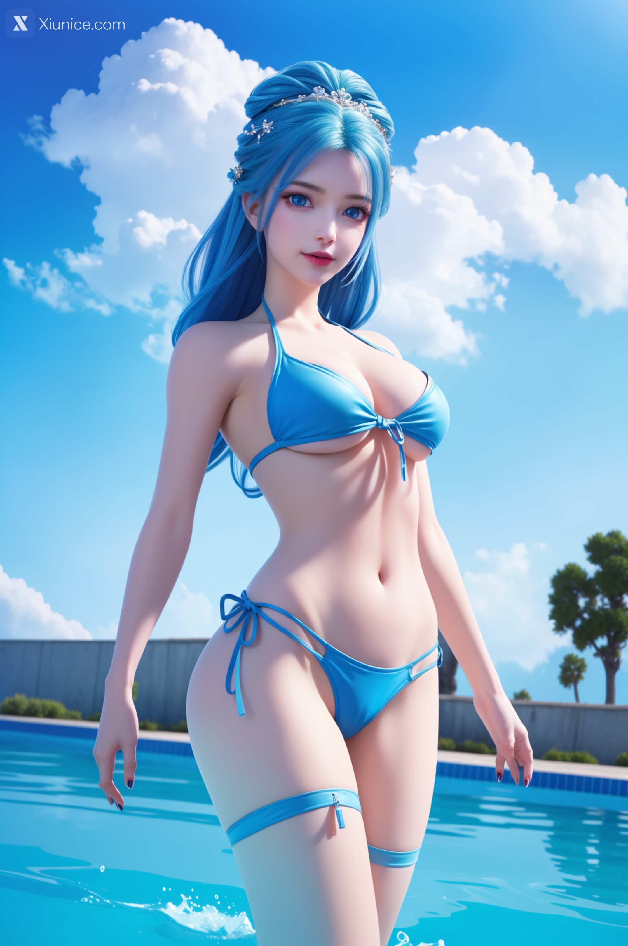 AI Girl – 我是大神仙 – 周紫雨 – 周紫雨 蓝色比基尼 第36张