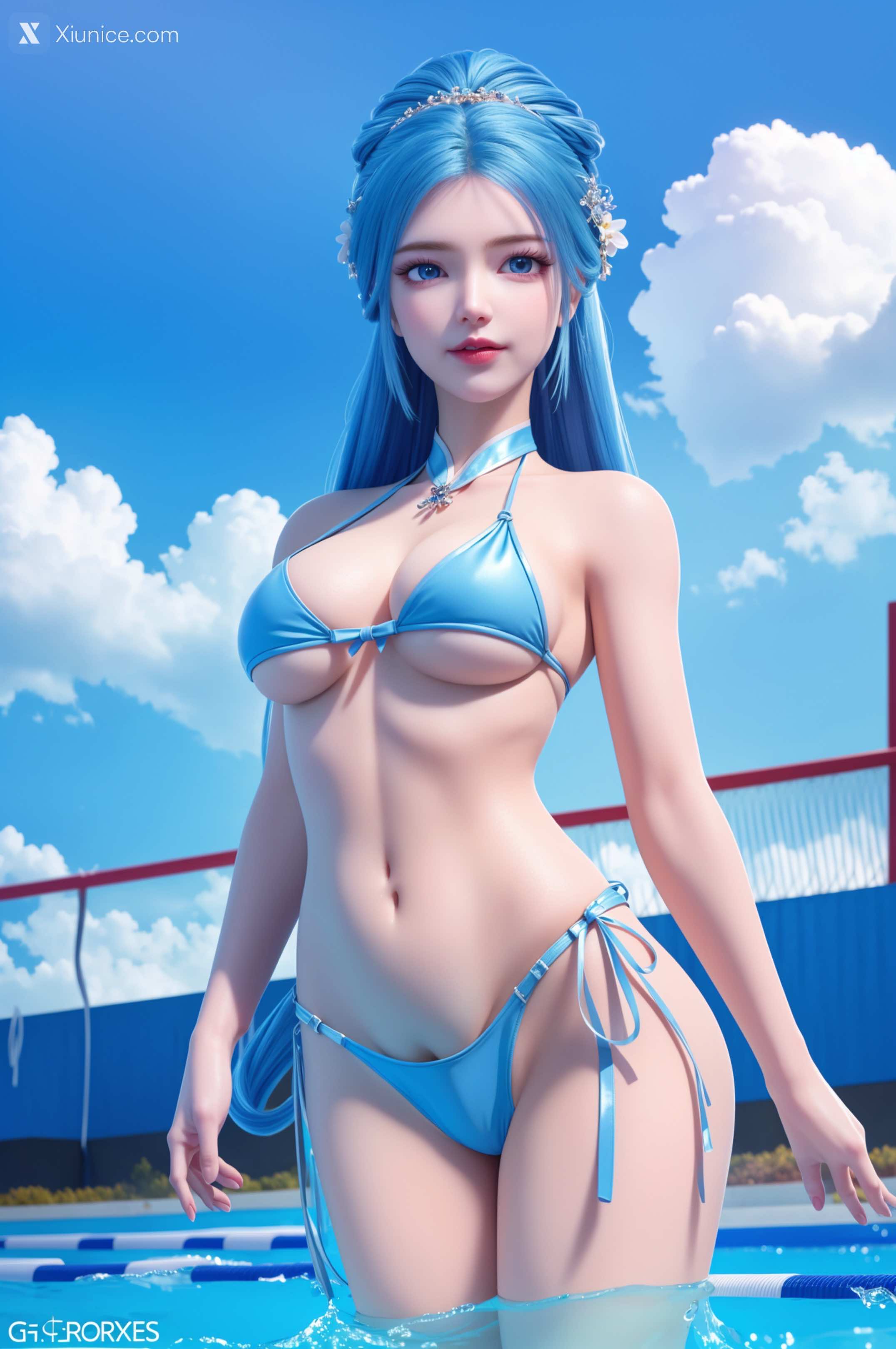 AI Girl – 我是大神仙 – 周紫雨 – 周紫雨 蓝色比基尼 第42张