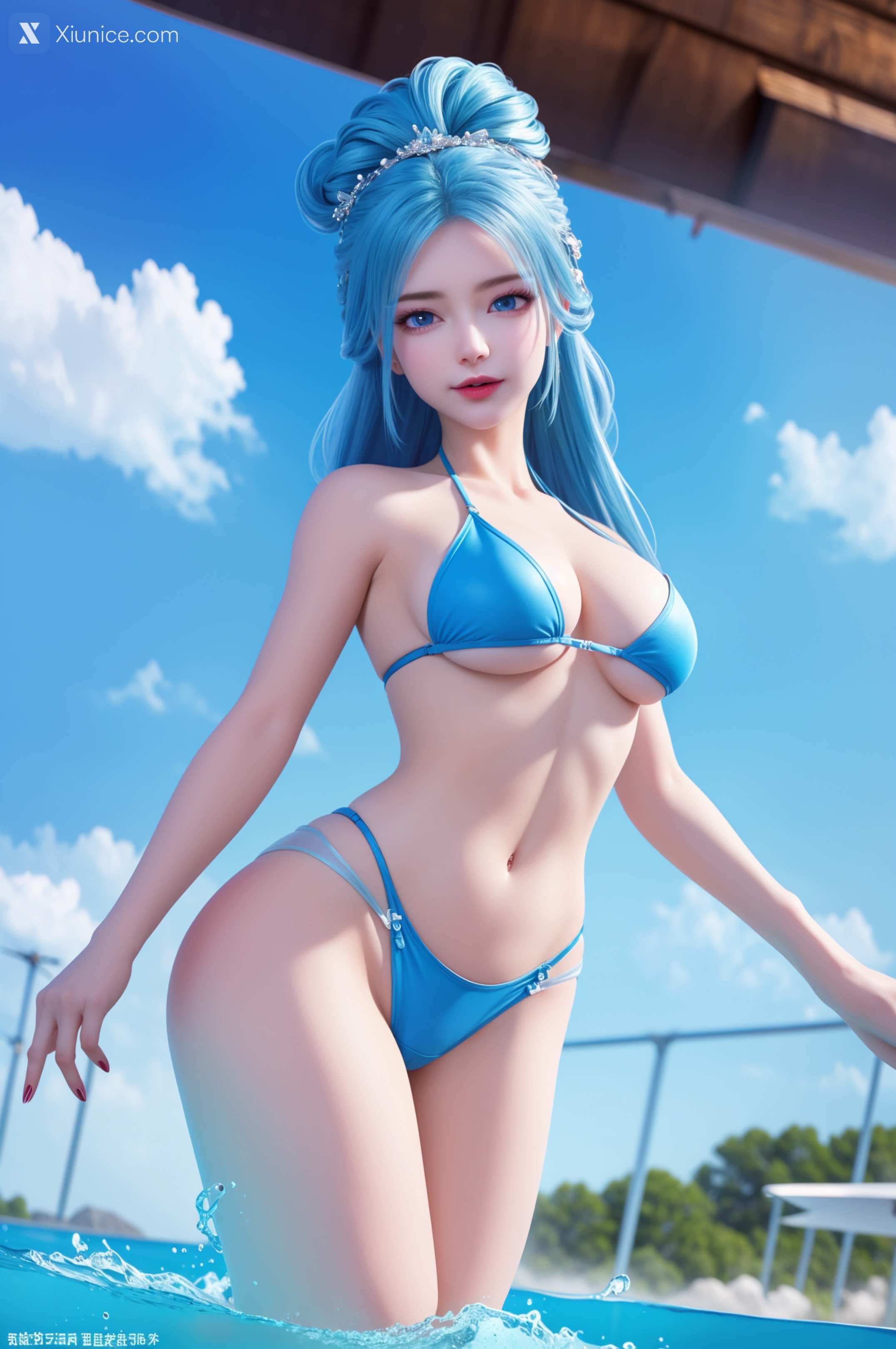 AI Girl – 我是大神仙 – 周紫雨 – 周紫雨 蓝色比基尼 第45张