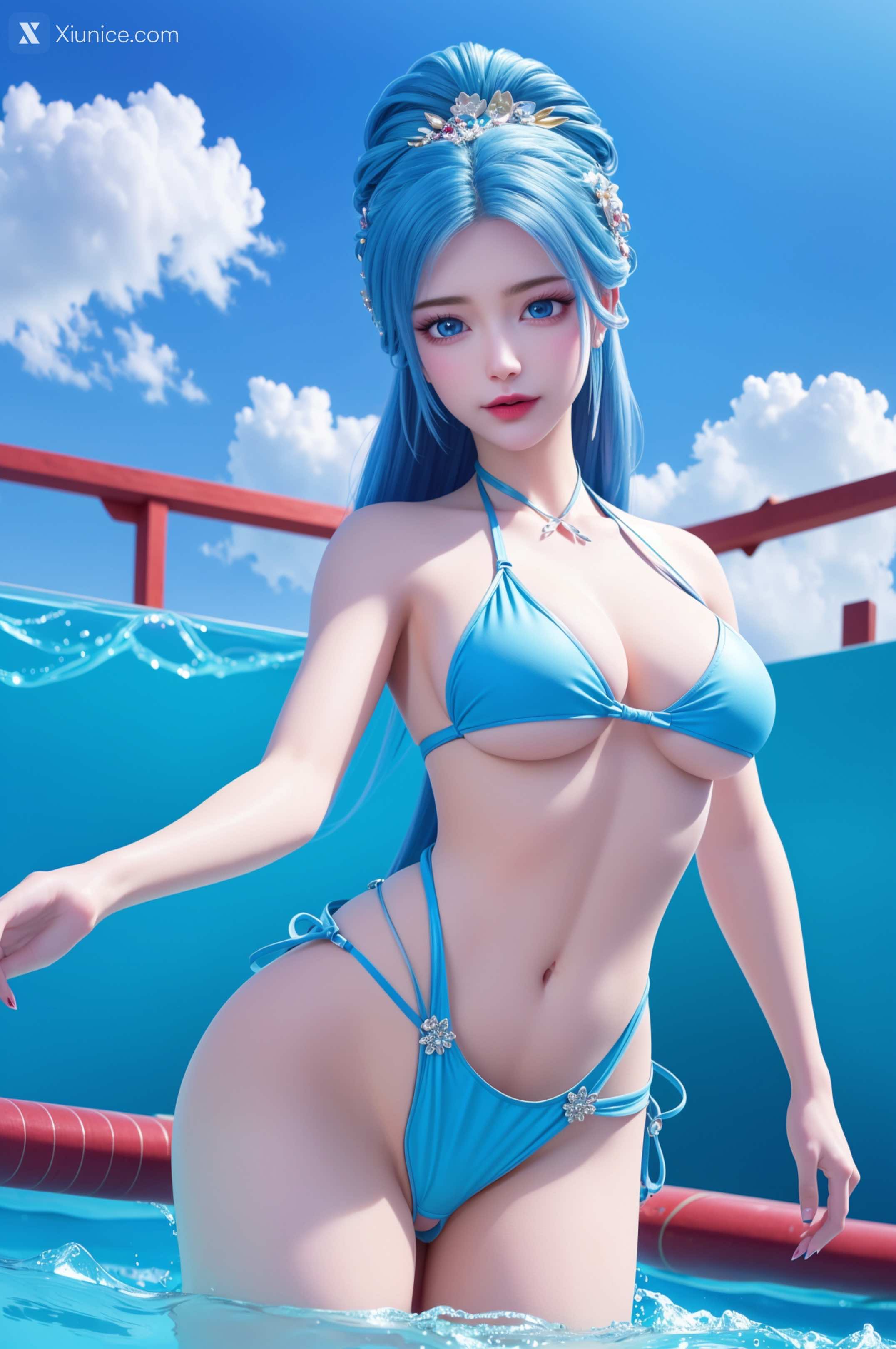 AI Girl – 我是大神仙 – 周紫雨 – 周紫雨 蓝色比基尼 第49张