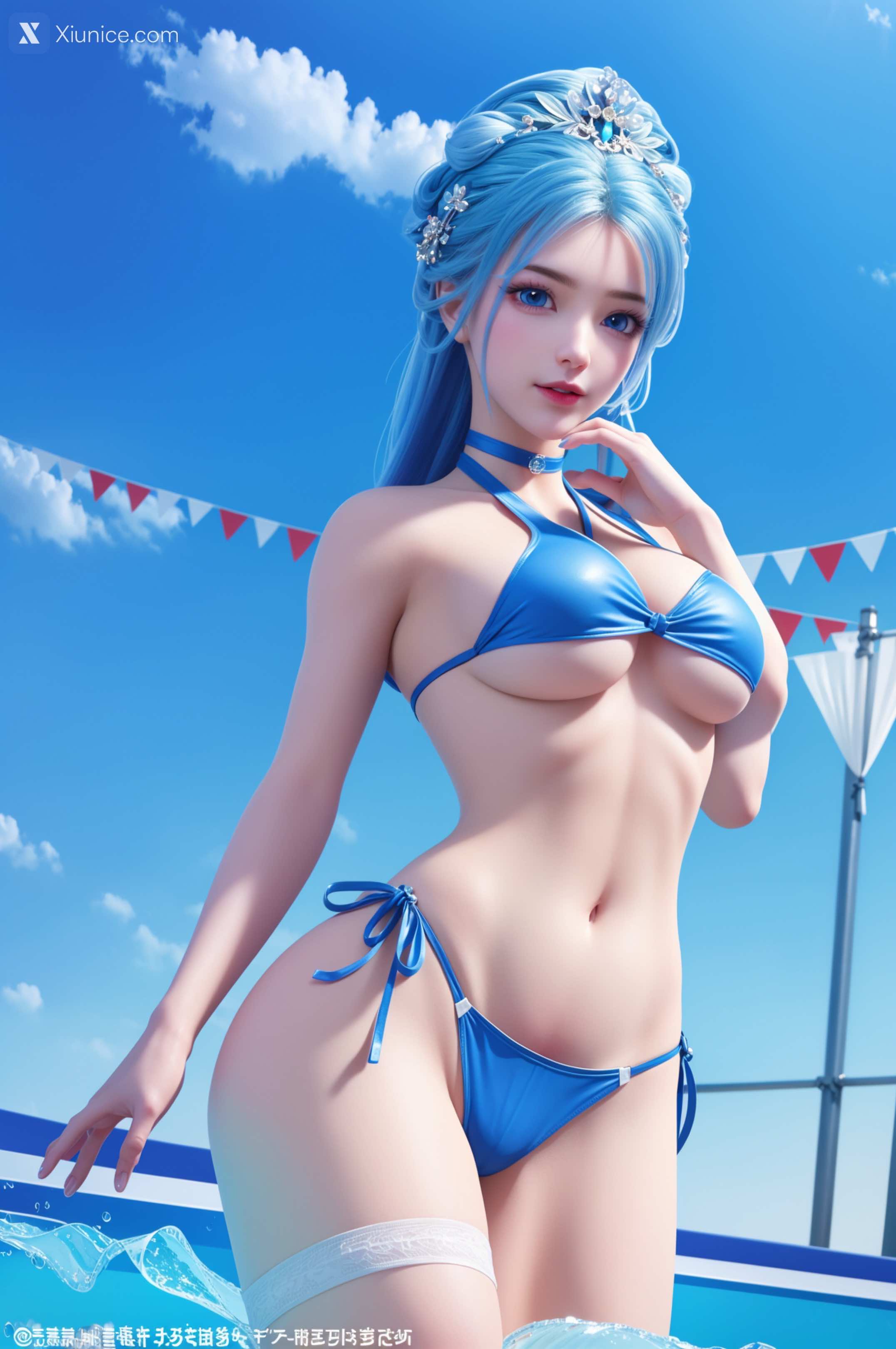AI Girl – 我是大神仙 – 周紫雨 – 周紫雨 蓝色比基尼 第38张