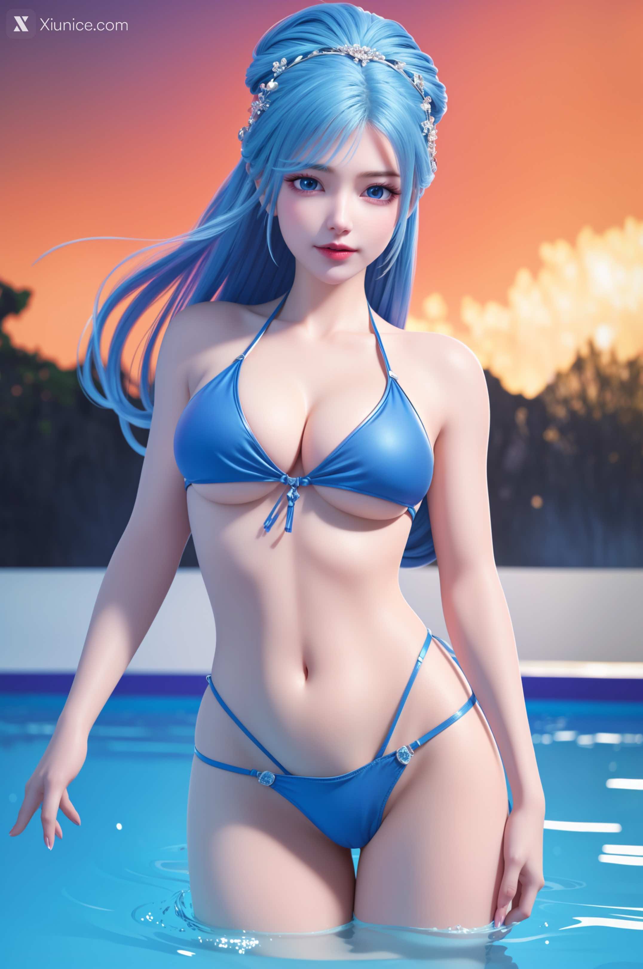 AI Girl – 我是大神仙 – 周紫雨 – 周紫雨 蓝色比基尼 第10张