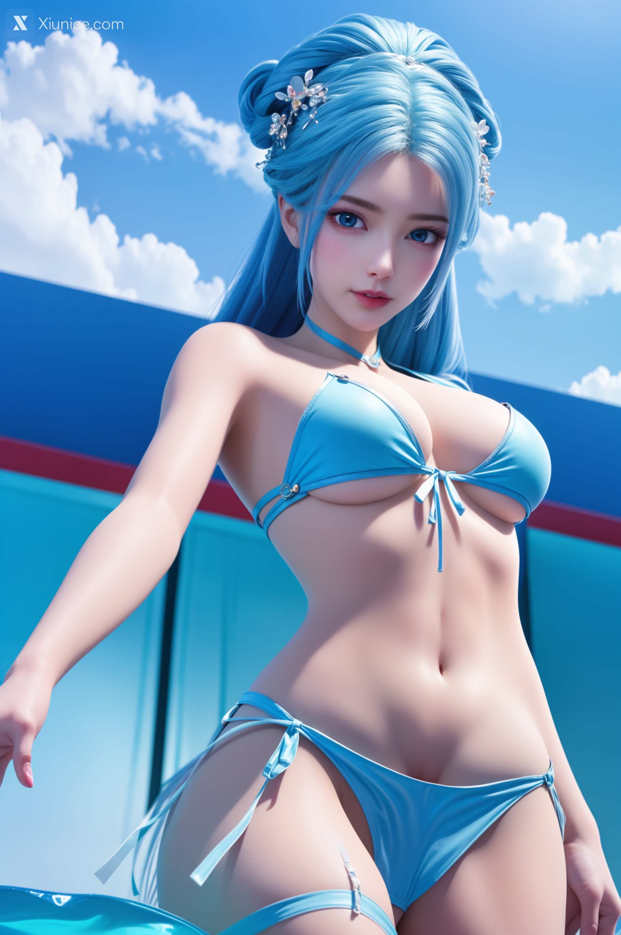 AI Girl – 我是大神仙 – 周紫雨 – 周紫雨 蓝色比基尼 第47张