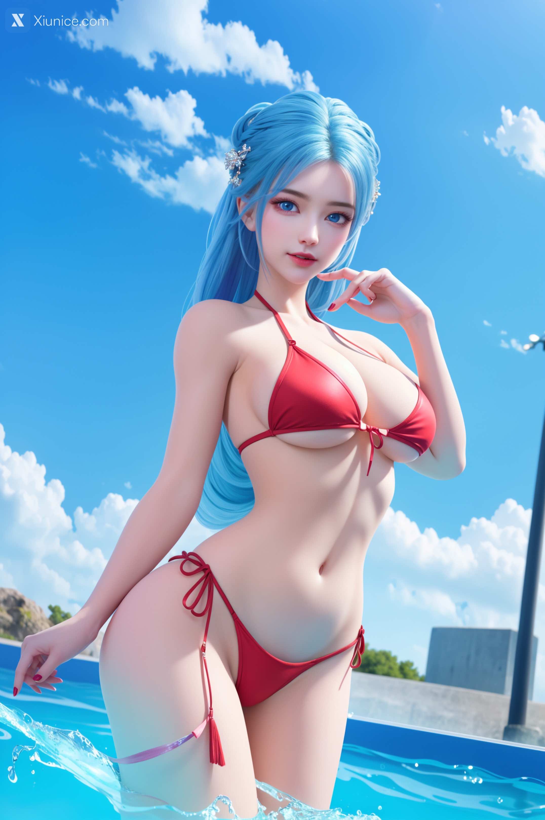 AI Girl – 我是大神仙 – 周紫雨 – 周紫雨 蓝色比基尼 第41张