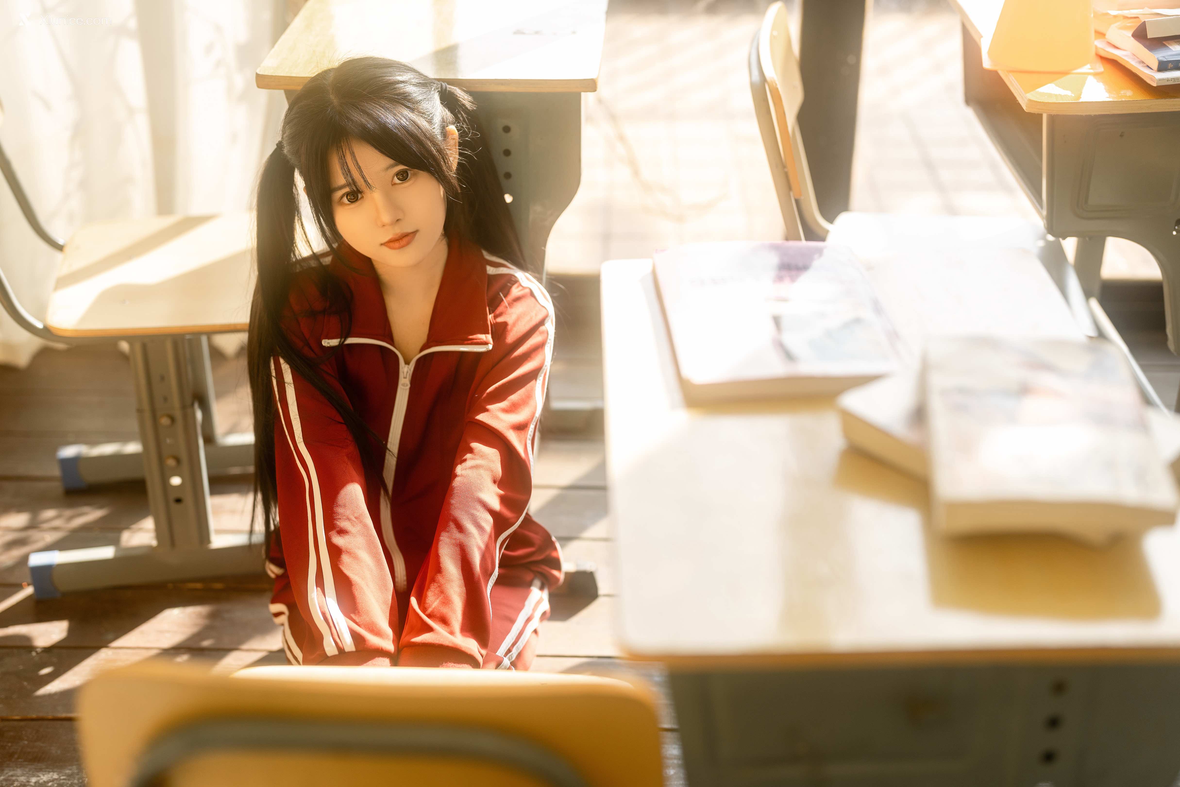 Coser@rua阮阮 – rua阮阮 – 课间阳光-红色校服 第39张