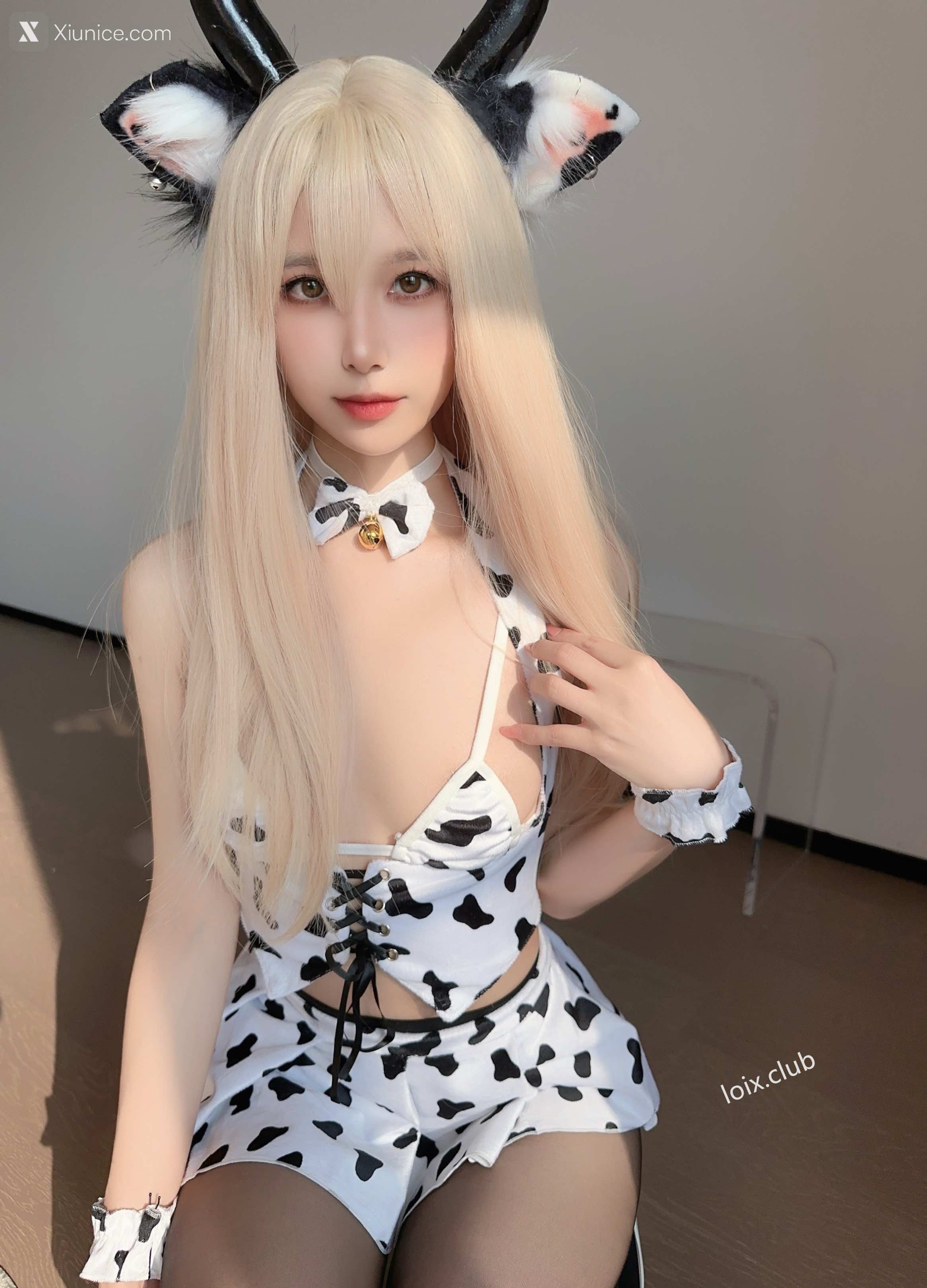 Coser@布丁大法 (Pudding Dafa) 奶牛情趣黑丝 第8张