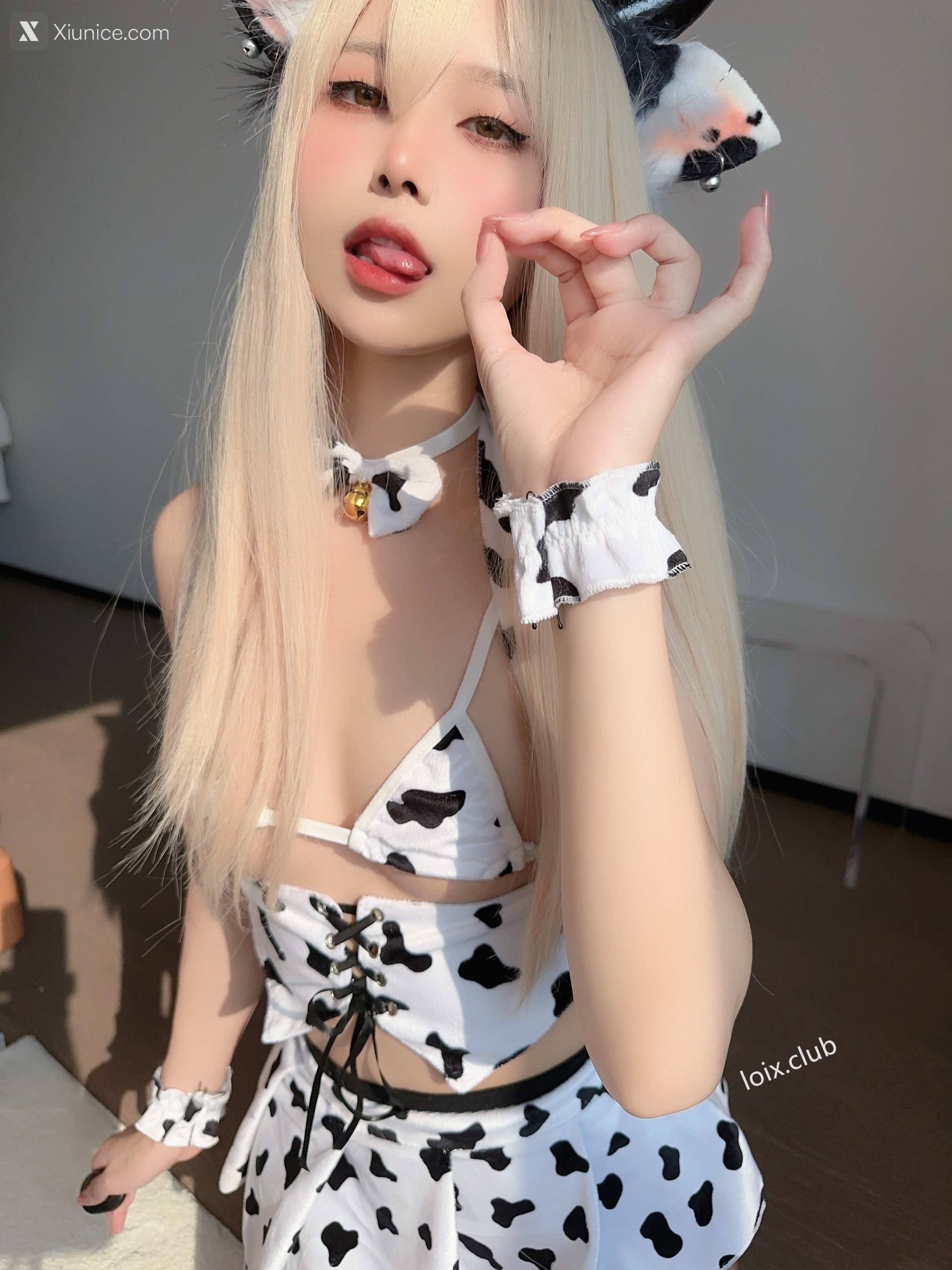 Coser@布丁大法 (Pudding Dafa) 奶牛情趣黑丝 第26张