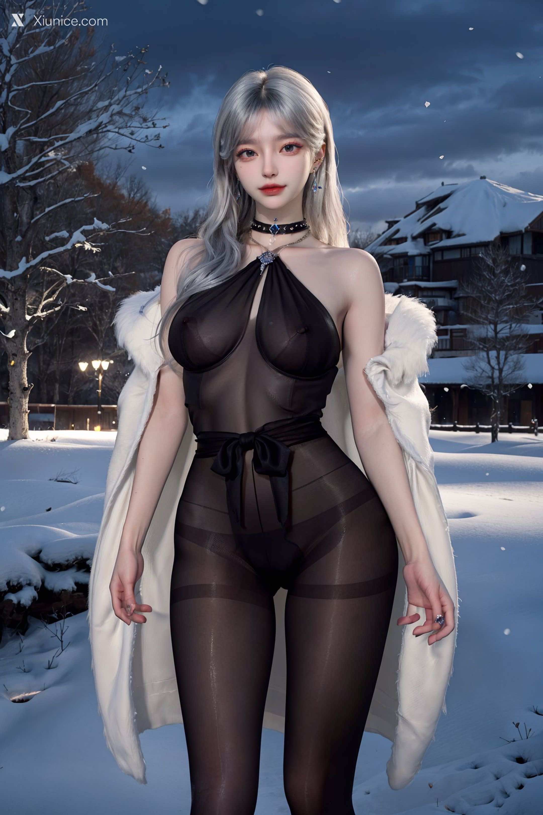 AI Girl – kaiysx作品 – Snow black stockings 第12张