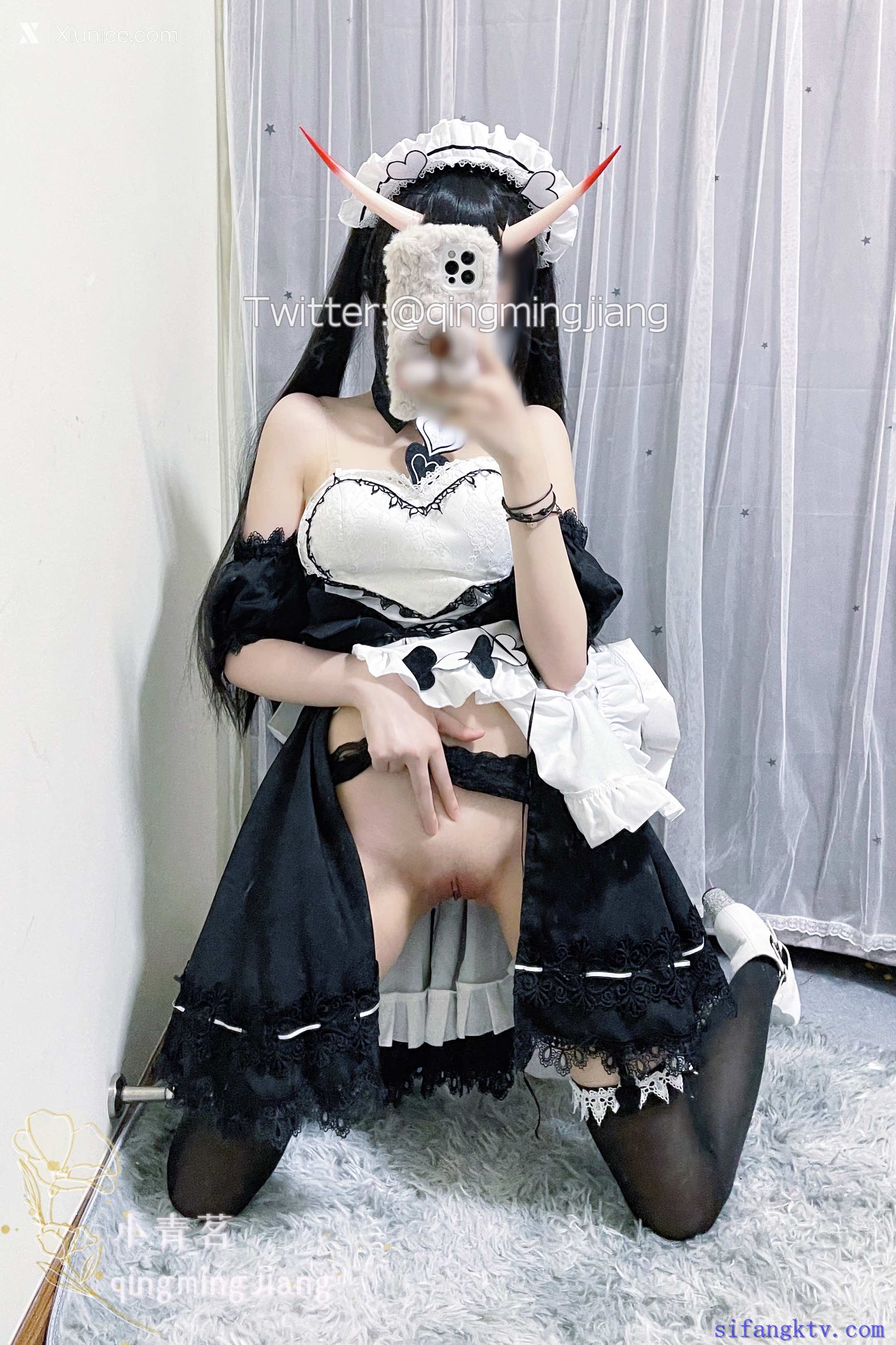 Coser@小青茗 黑丝女仆 第14张