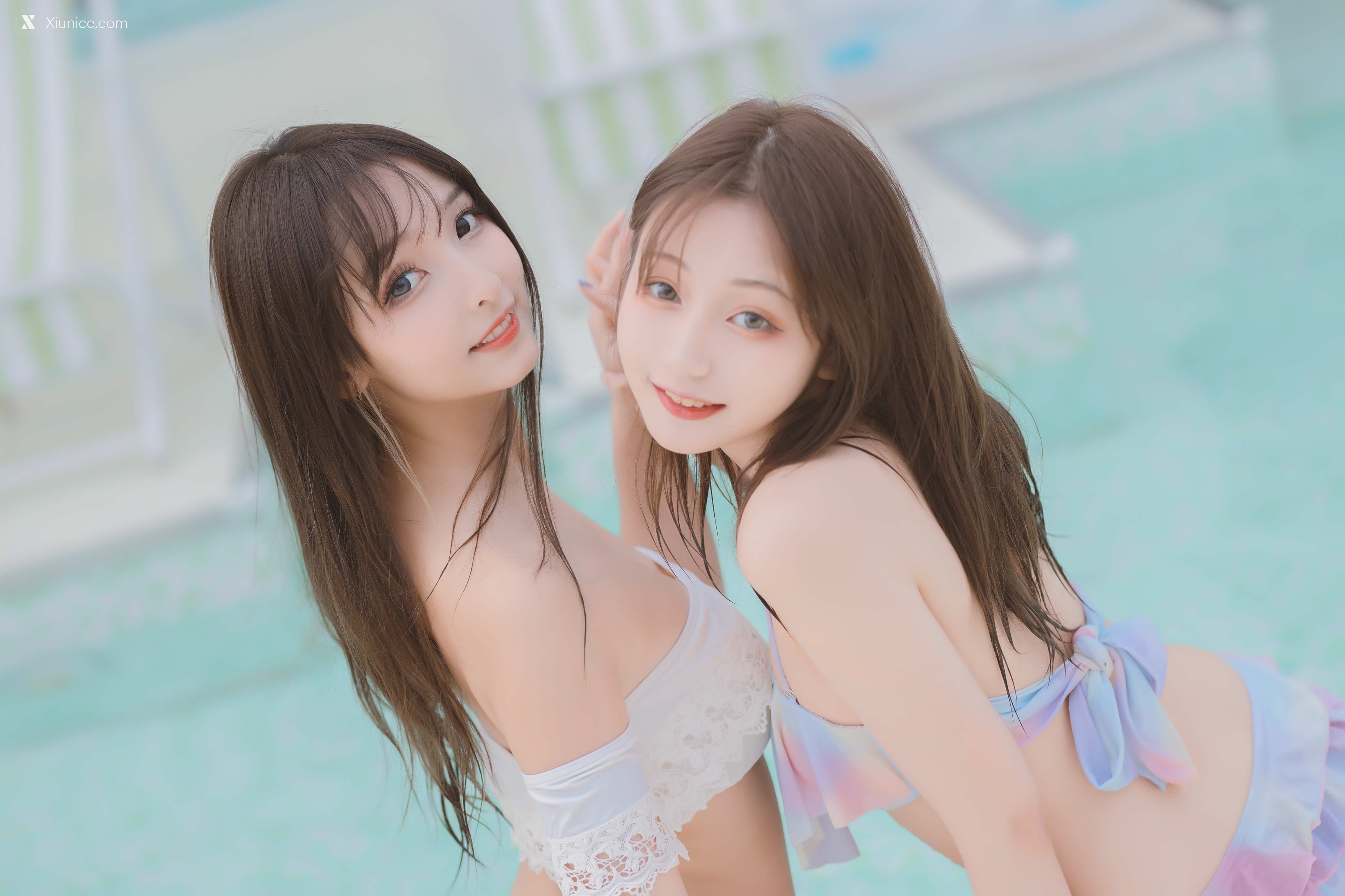 Coser@神楽坂真冬 Vol.058 绝对企画-夏日双人比基尼《笑颜水时计》 第55张