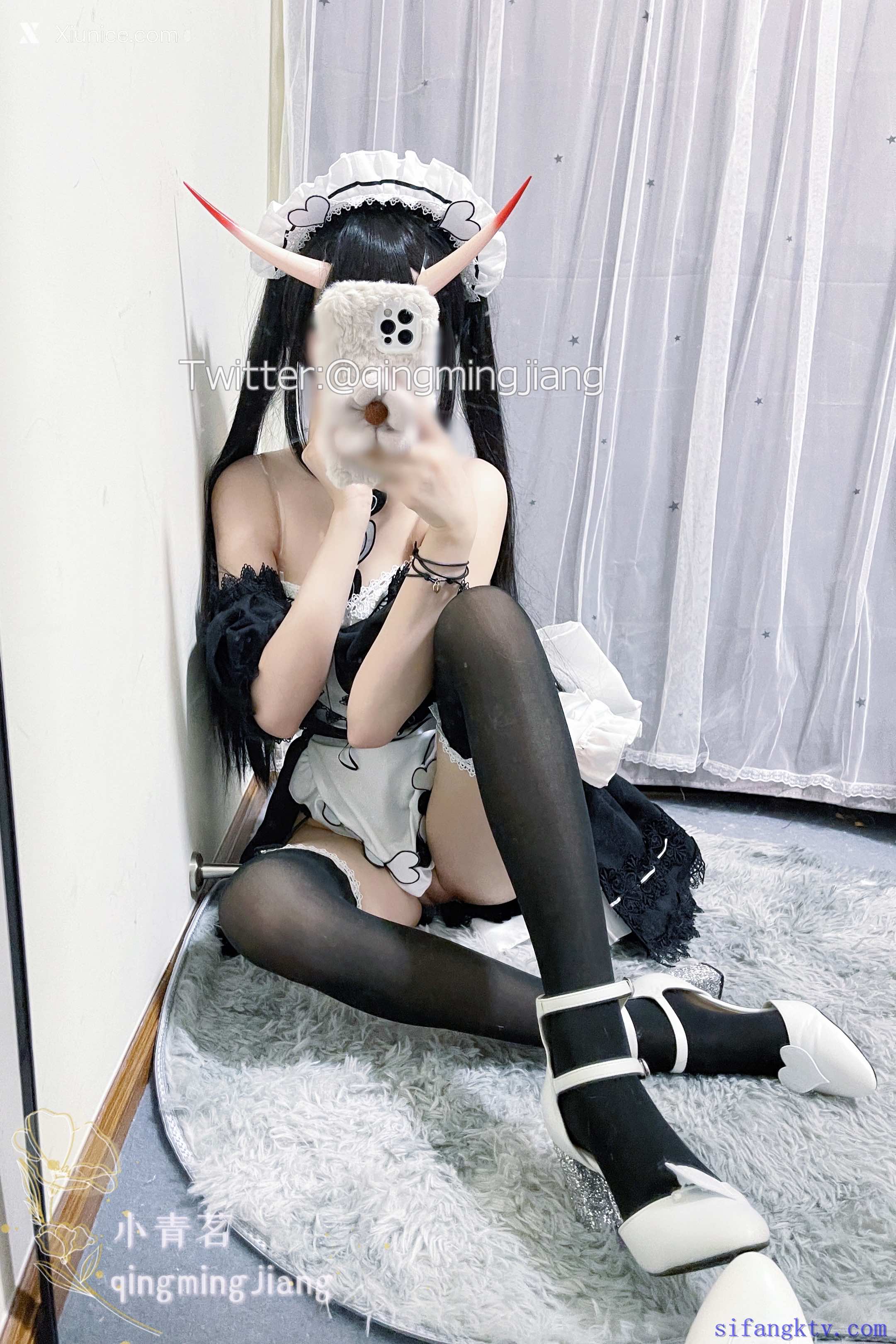 Coser@小青茗 黑丝女仆 第38张