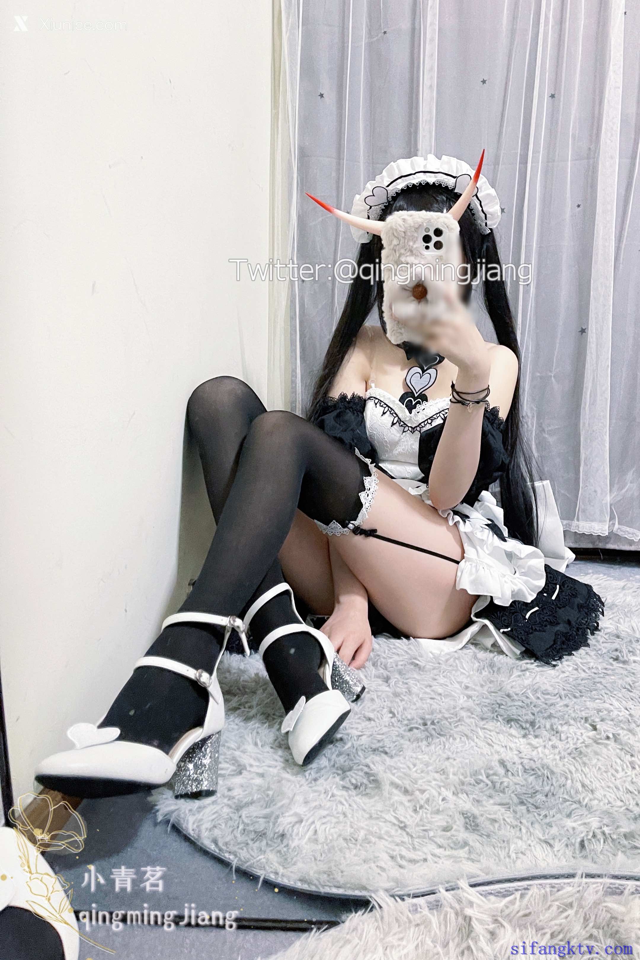 Coser@小青茗 黑丝女仆 第8张