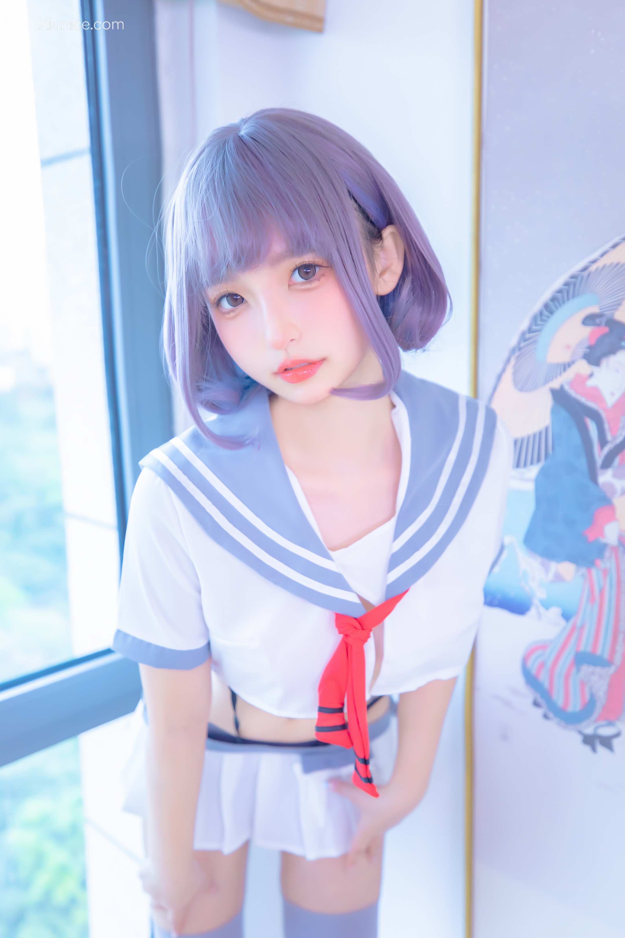 Coser@神楽坂真冬 Vol.100 灰丝吊带JK 第2张