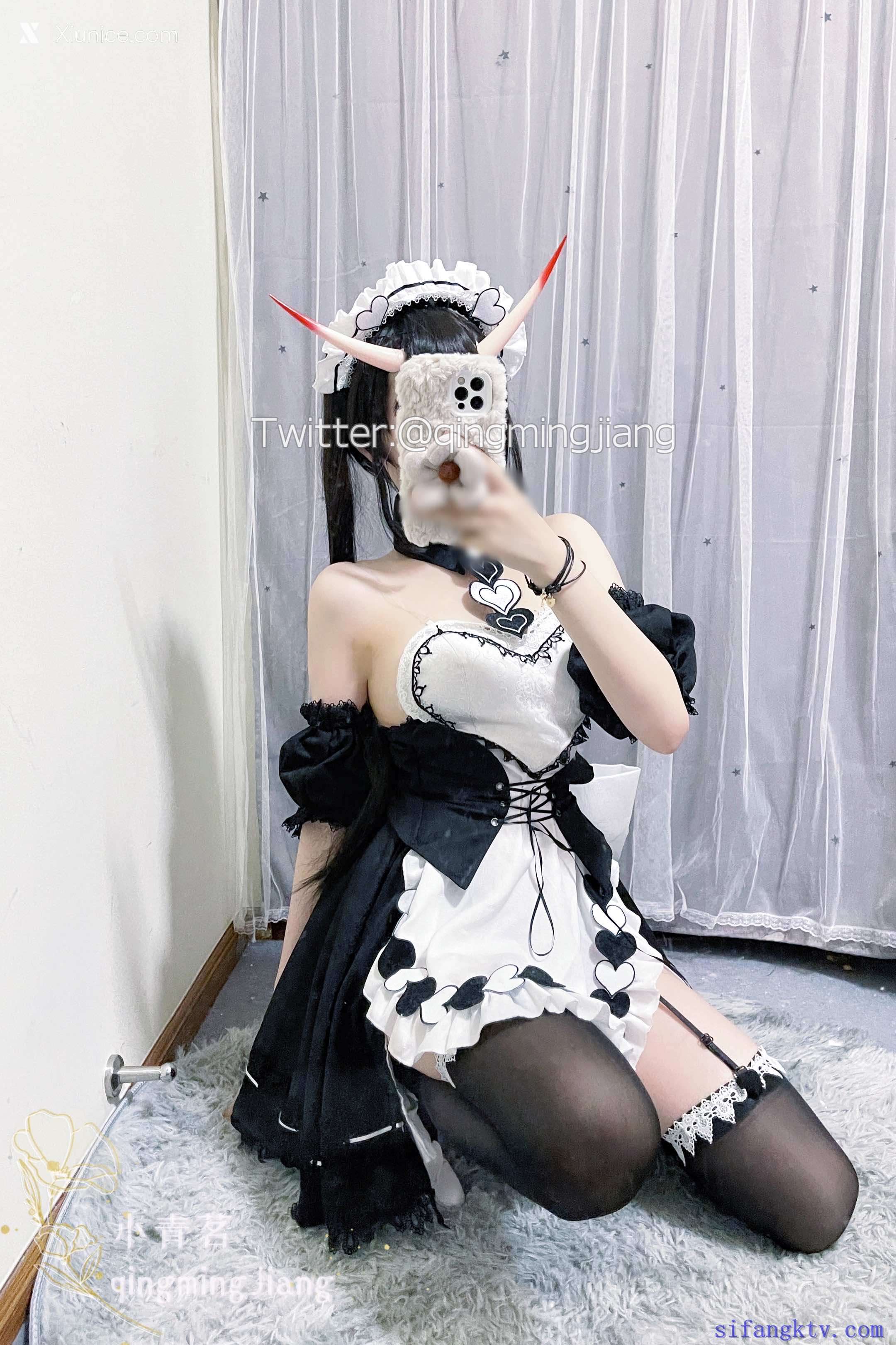 Coser@小青茗 黑丝女仆 第3张
