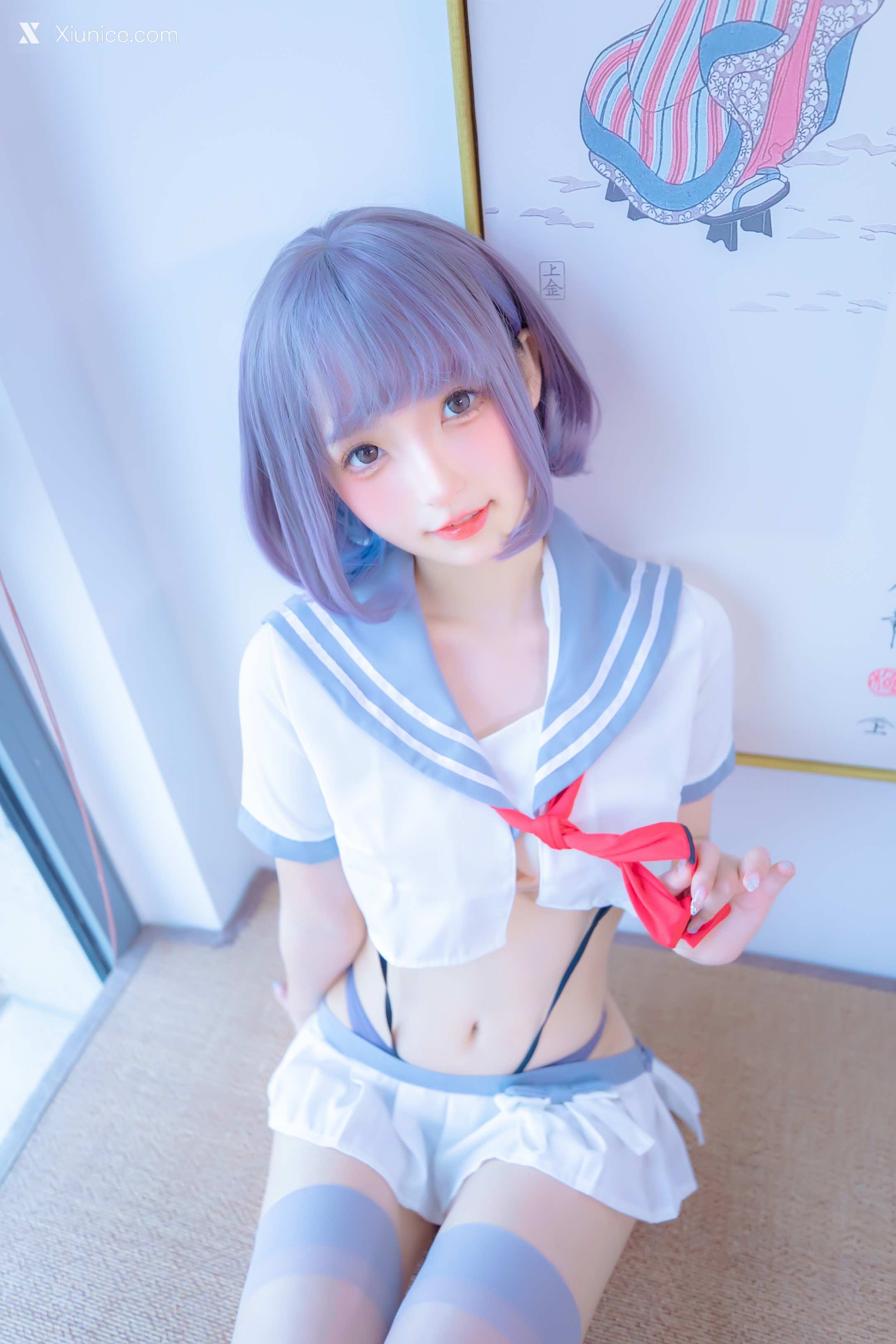 Coser@神楽坂真冬 Vol.100 灰丝吊带JK 第11张