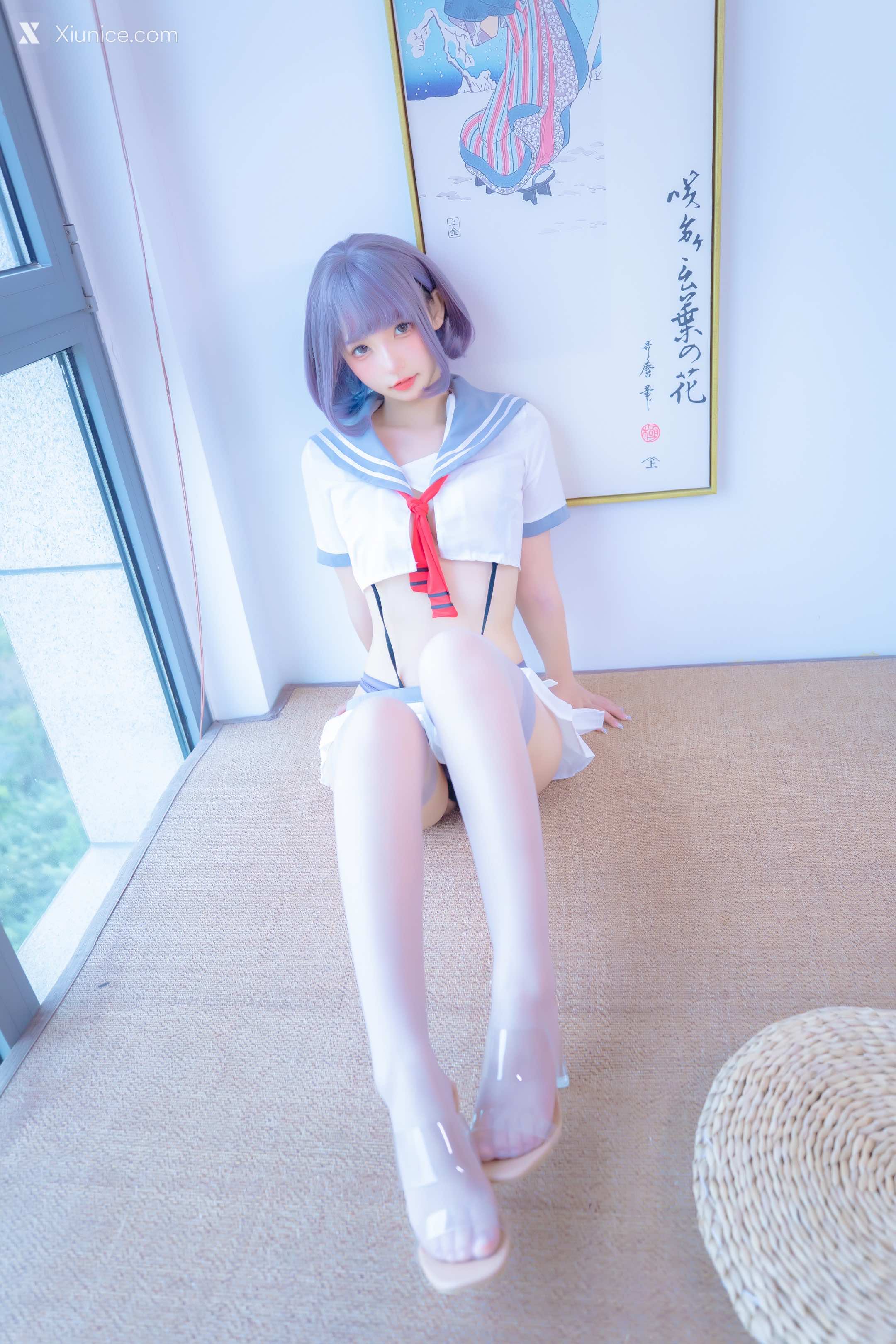 Coser@神楽坂真冬 Vol.100 灰丝吊带JK 第12张