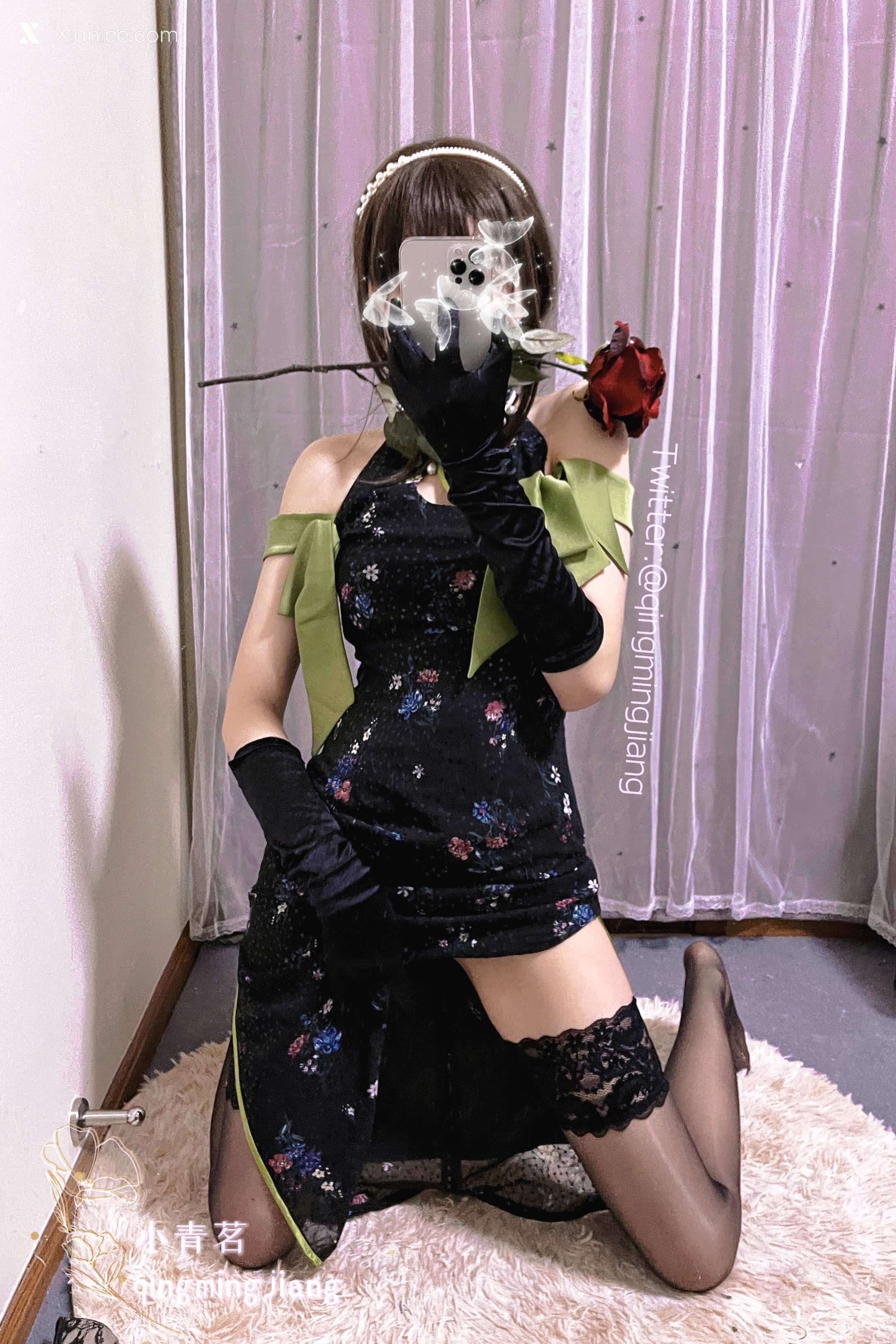 Coser@小青茗 黑丝旗袍 第34张