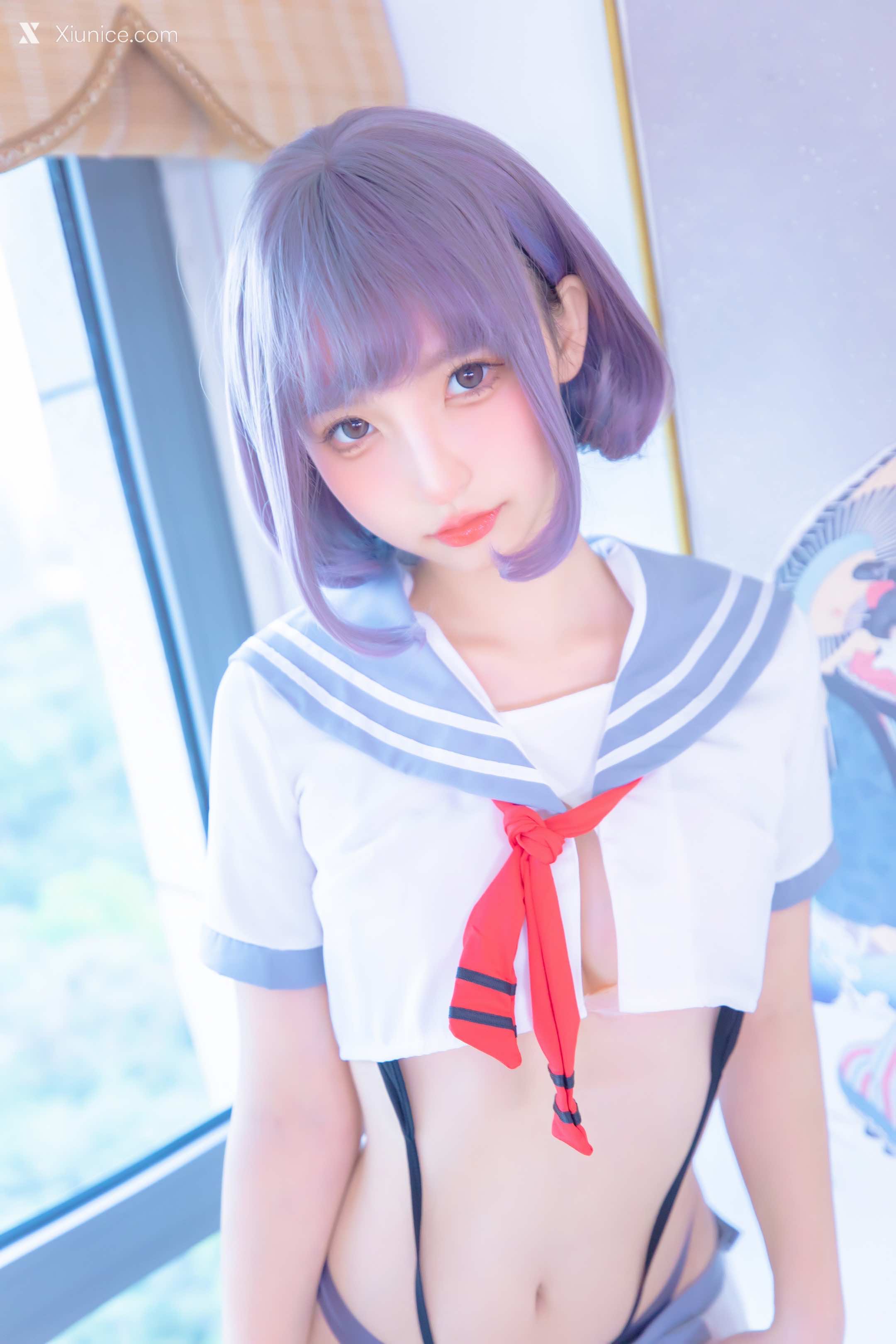 Coser@神楽坂真冬 Vol.100 灰丝吊带JK 第1张