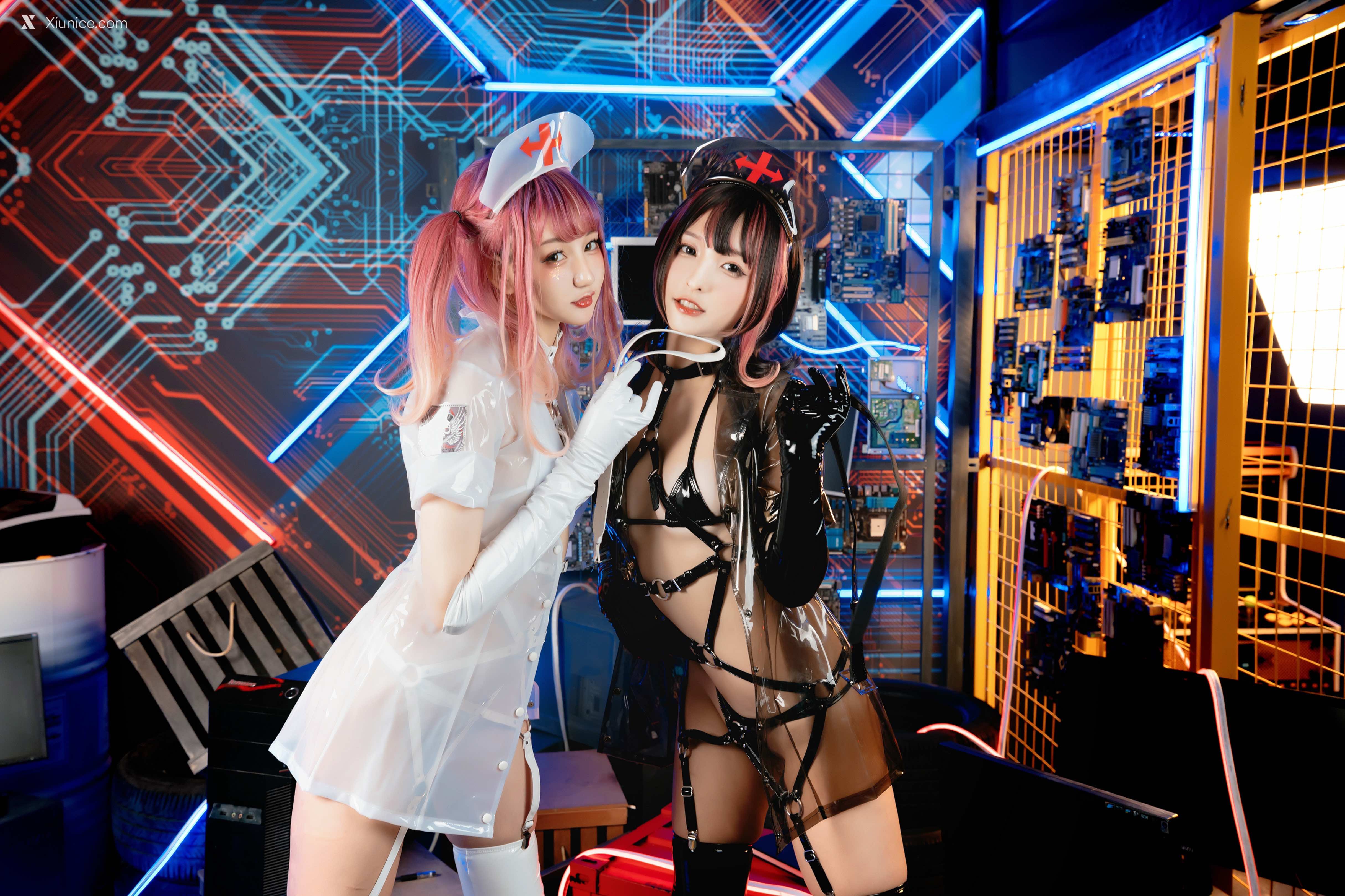 Coser@神楽坂真冬 Vol.057 绝对企画-透明黑白护士双人《無色哲学》 第111张