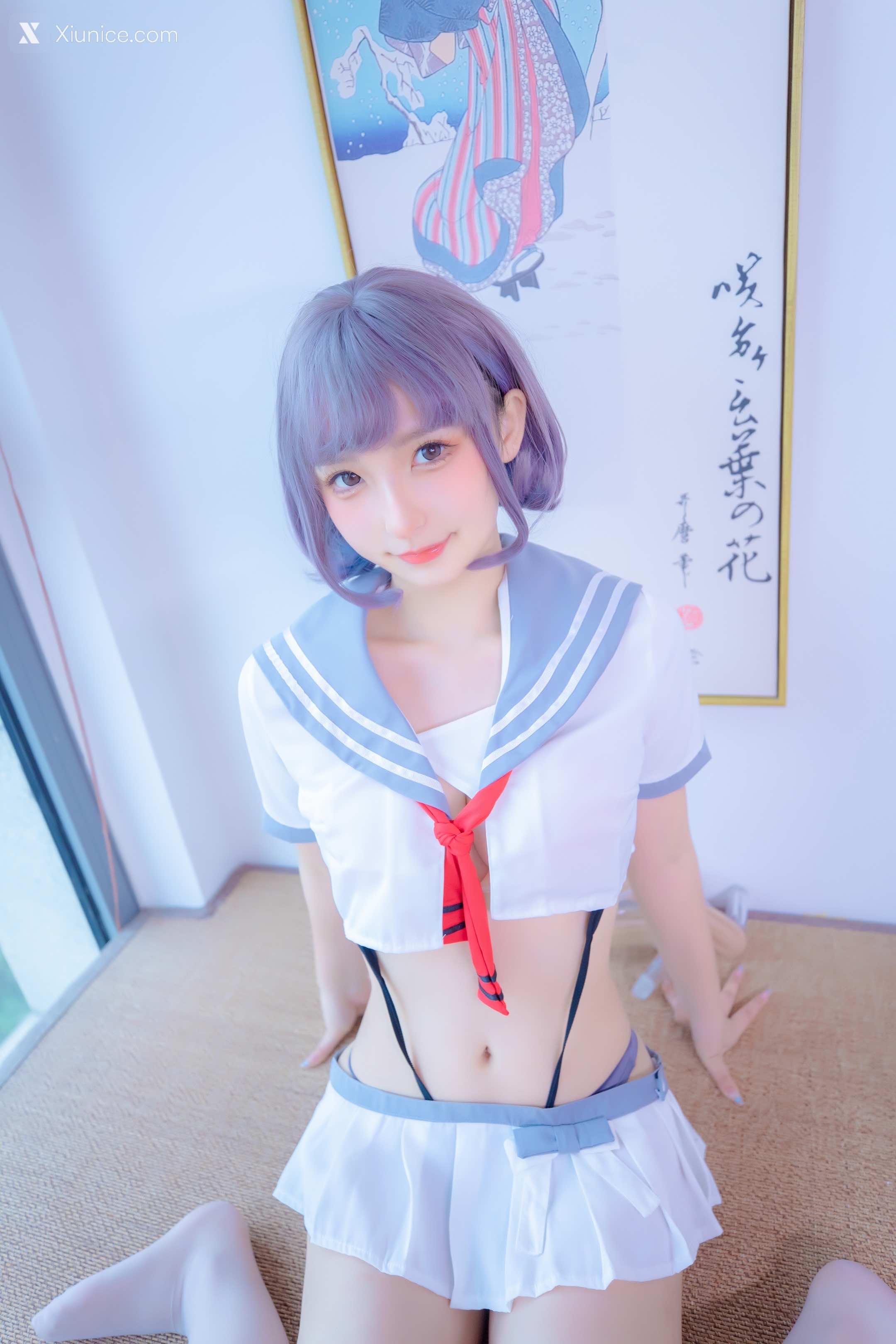 Coser@神楽坂真冬 Vol.100 灰丝吊带JK 第62张