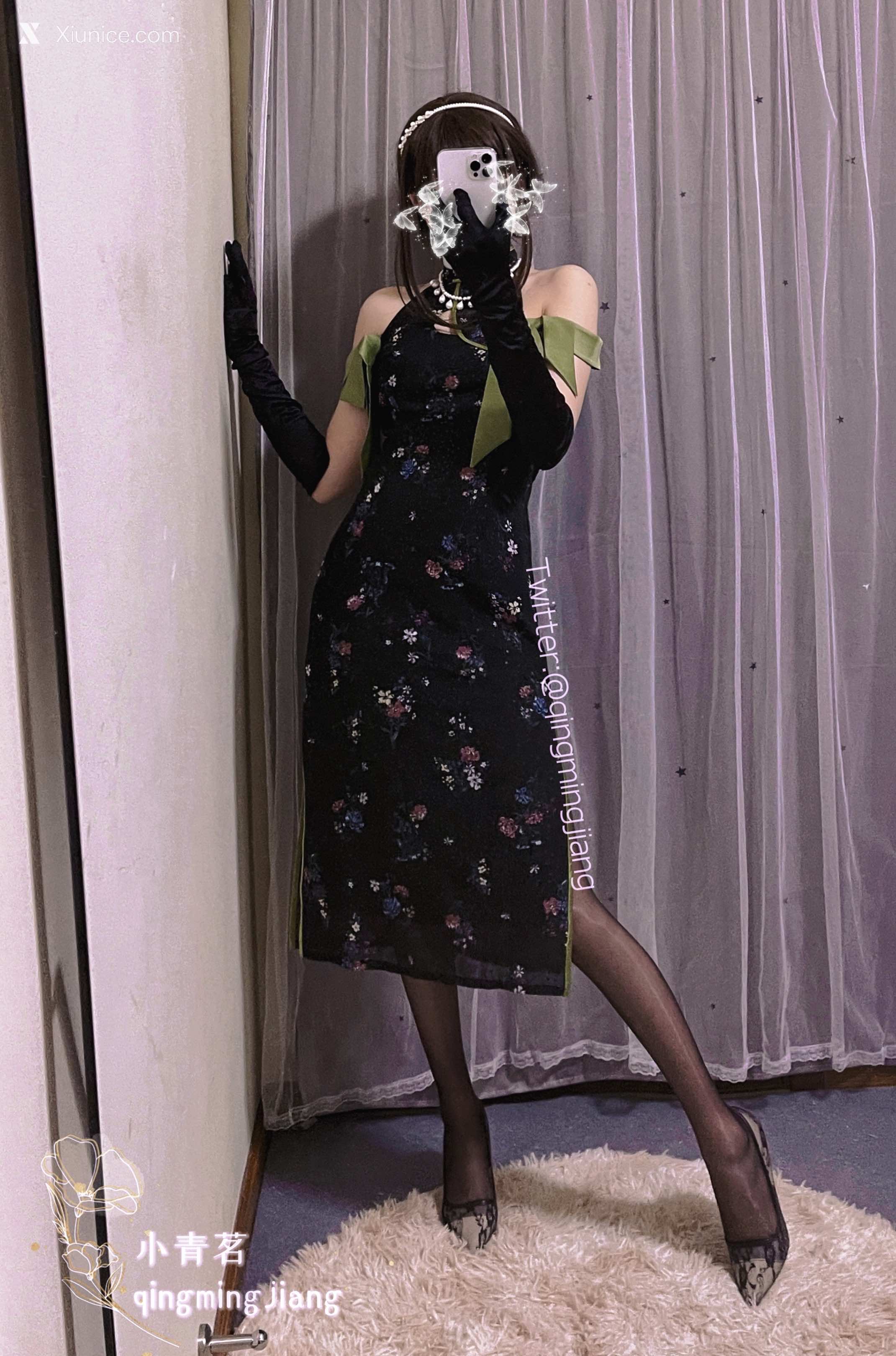 Coser@小青茗 黑丝旗袍 第18张