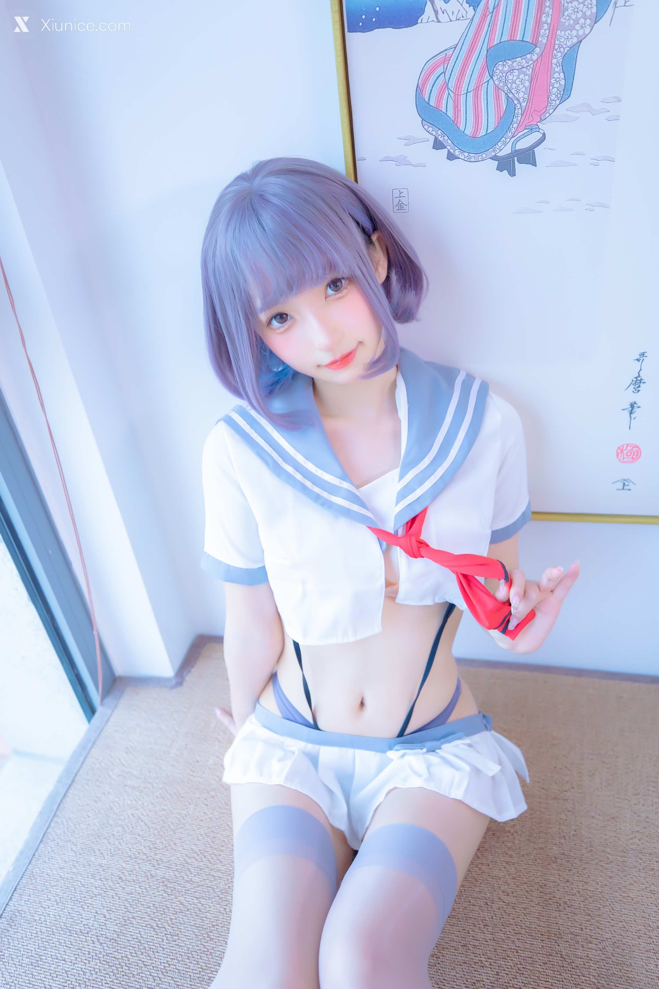 Coser@神楽坂真冬 Vol.100 灰丝吊带JK 第10张