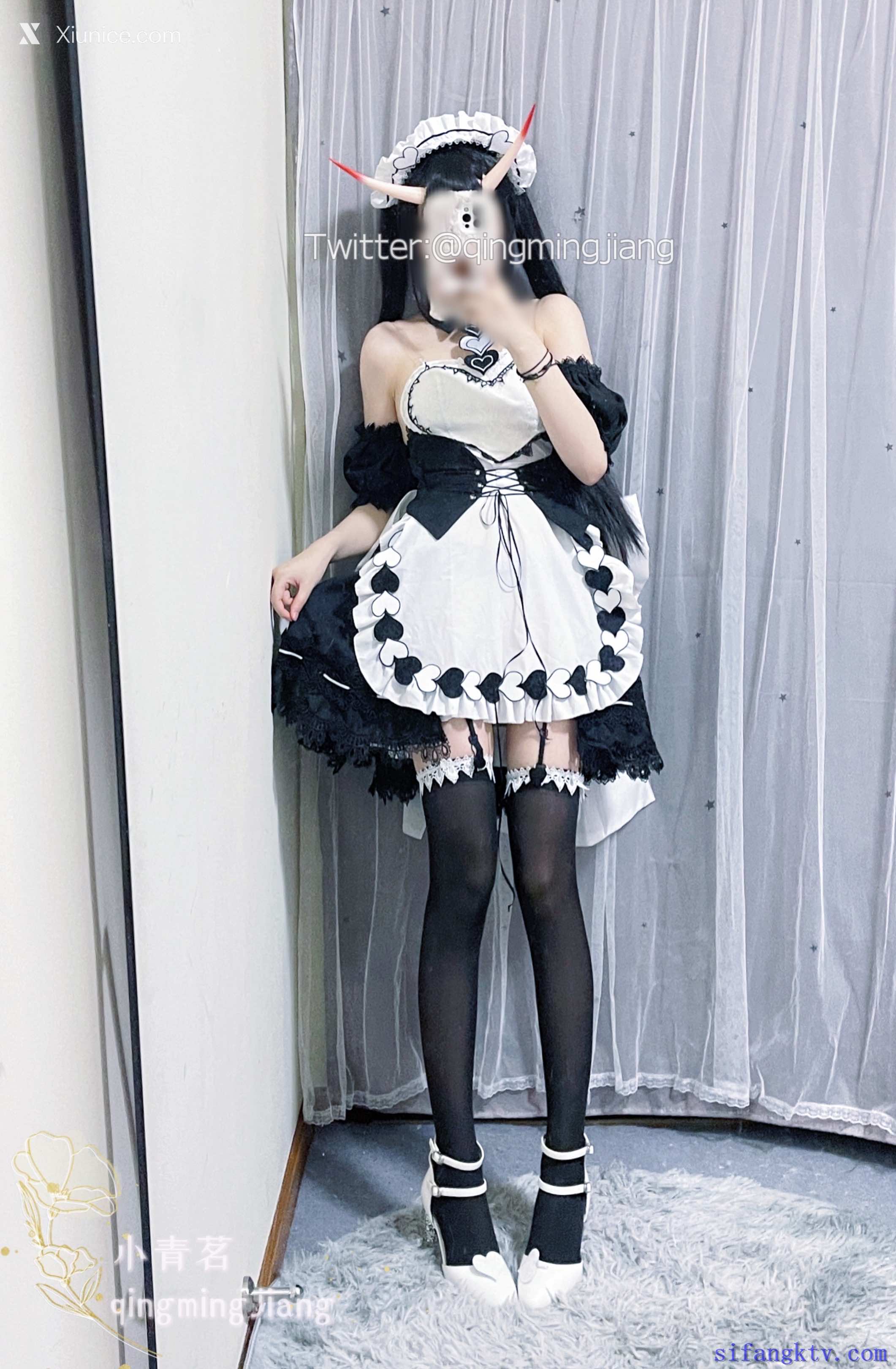 Coser@小青茗 黑丝女仆 第30张