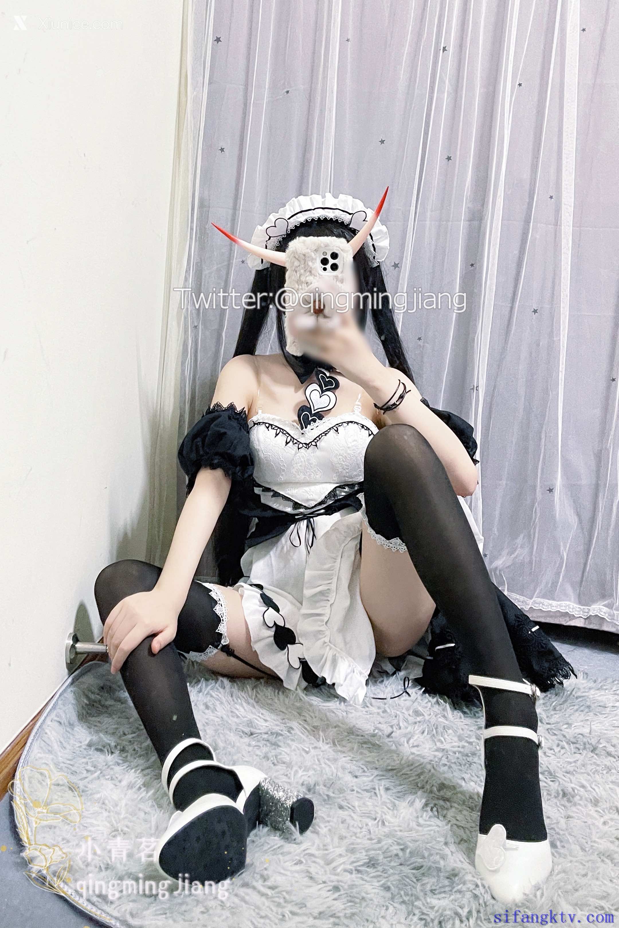 Coser@小青茗 黑丝女仆 第42张