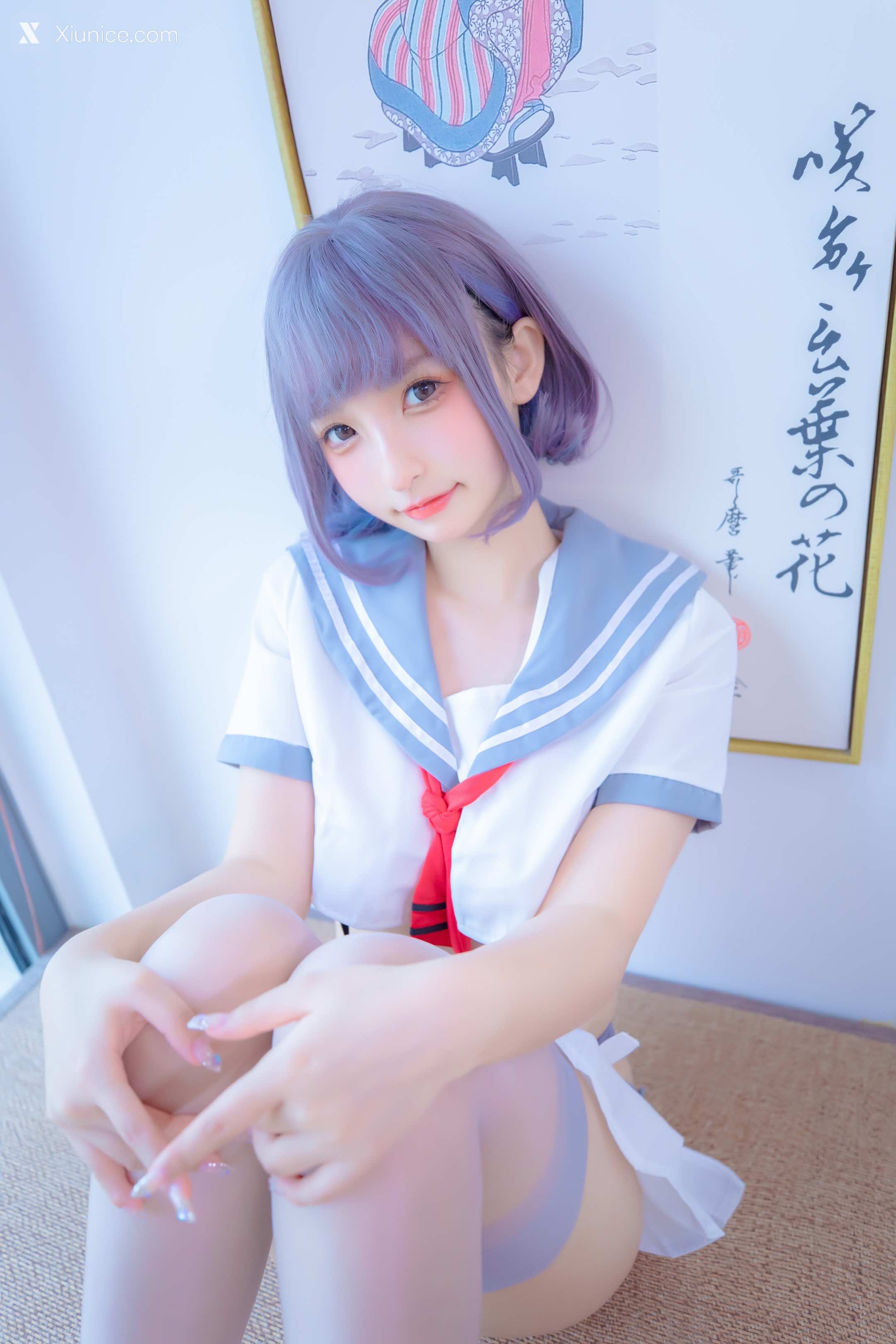 Coser@神楽坂真冬 Vol.100 灰丝吊带JK 第31张