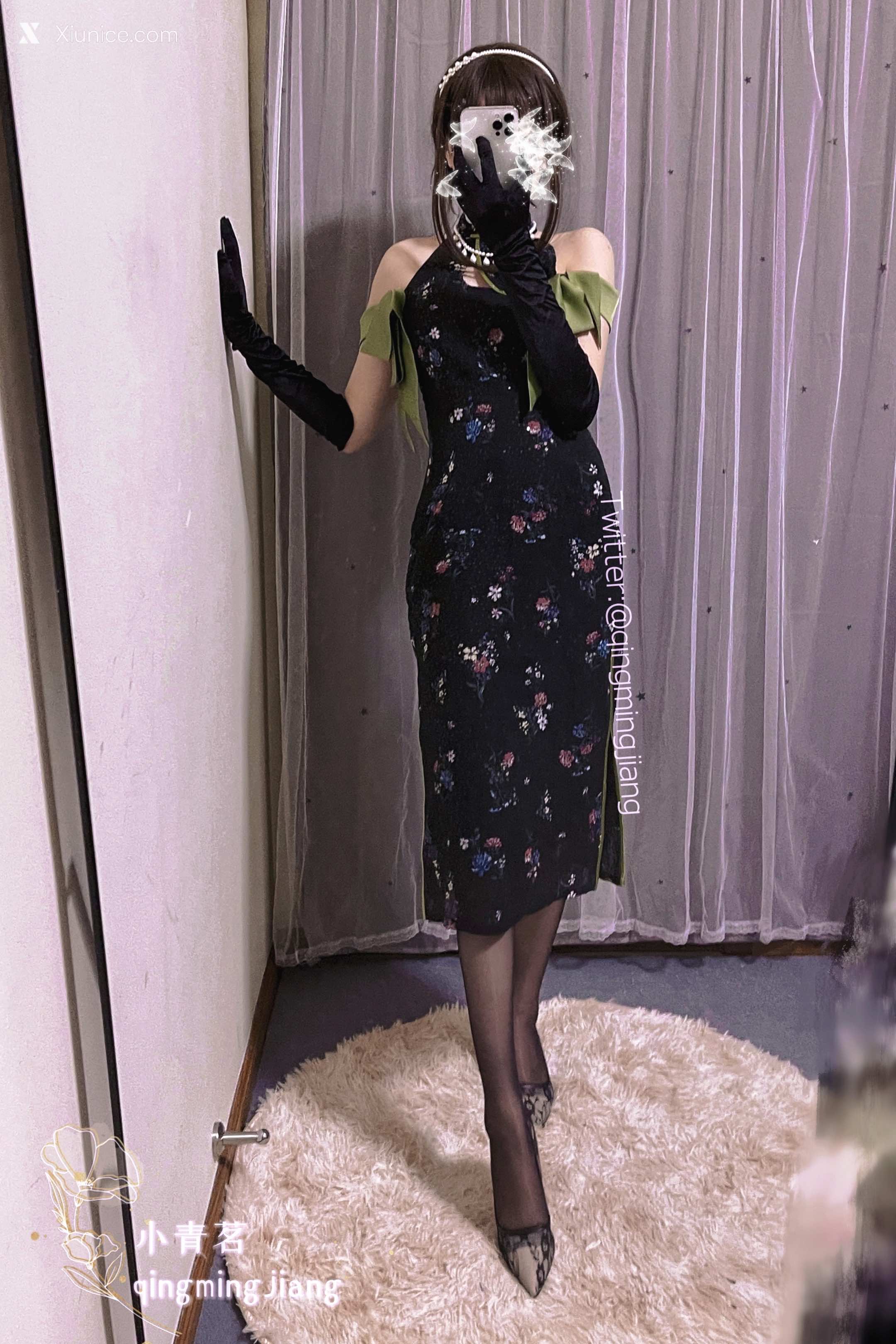 Coser@小青茗 黑丝旗袍 第46张