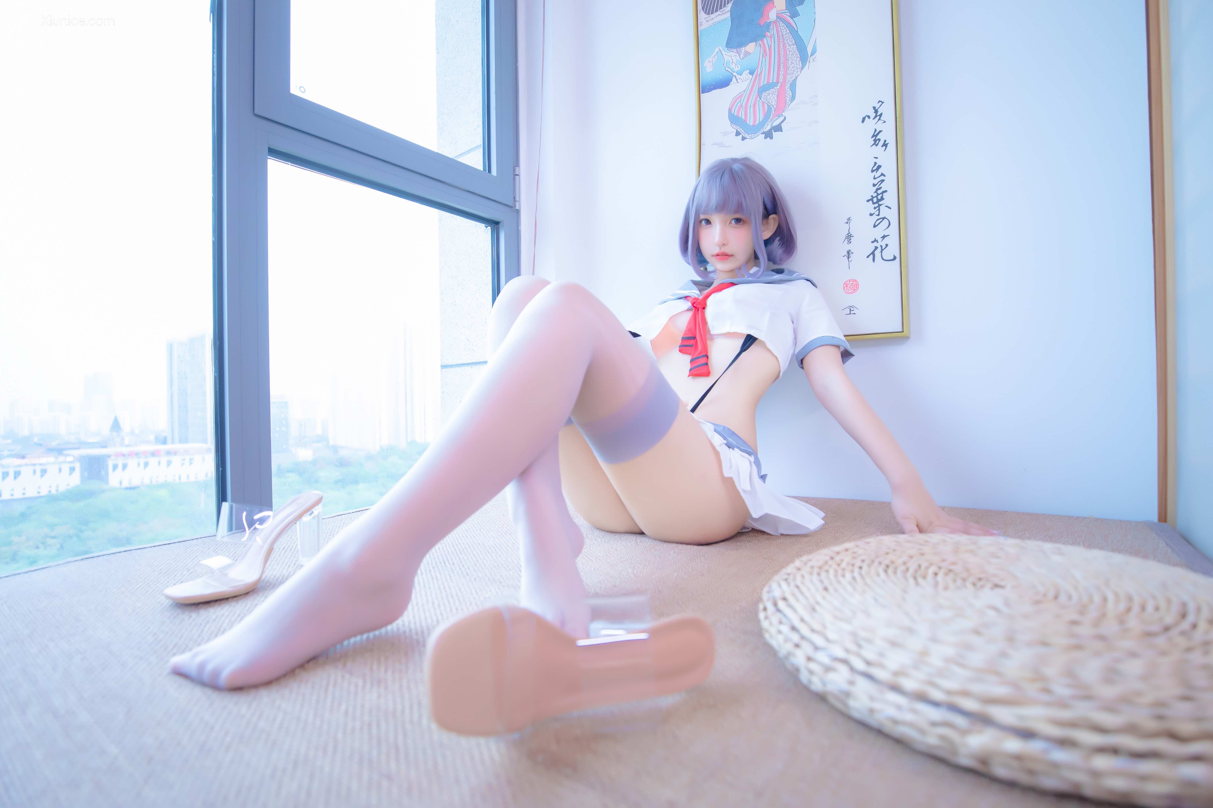 Coser@神楽坂真冬 Vol.100 灰丝吊带JK 第51张