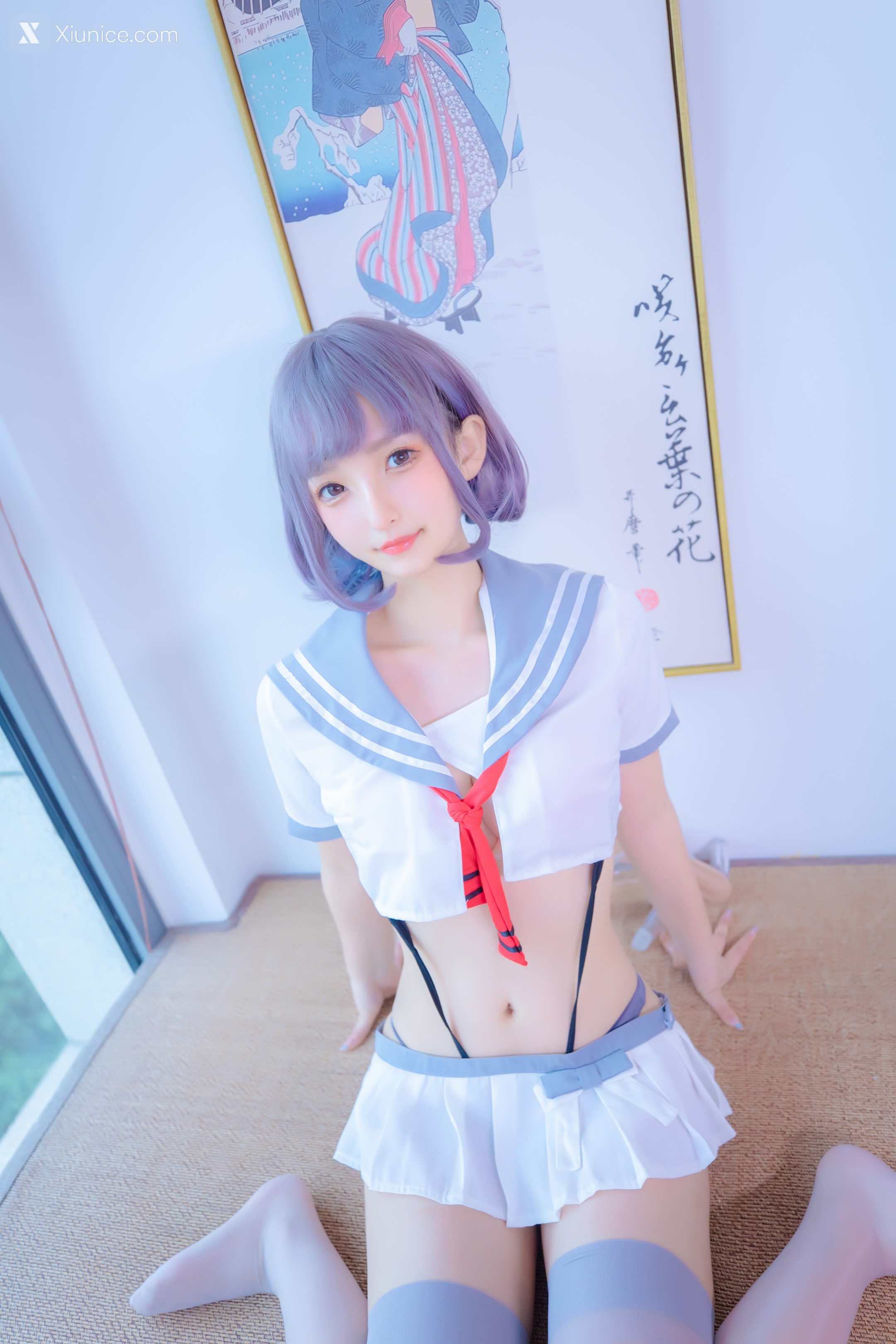 Coser@神楽坂真冬 Vol.100 灰丝吊带JK 第61张