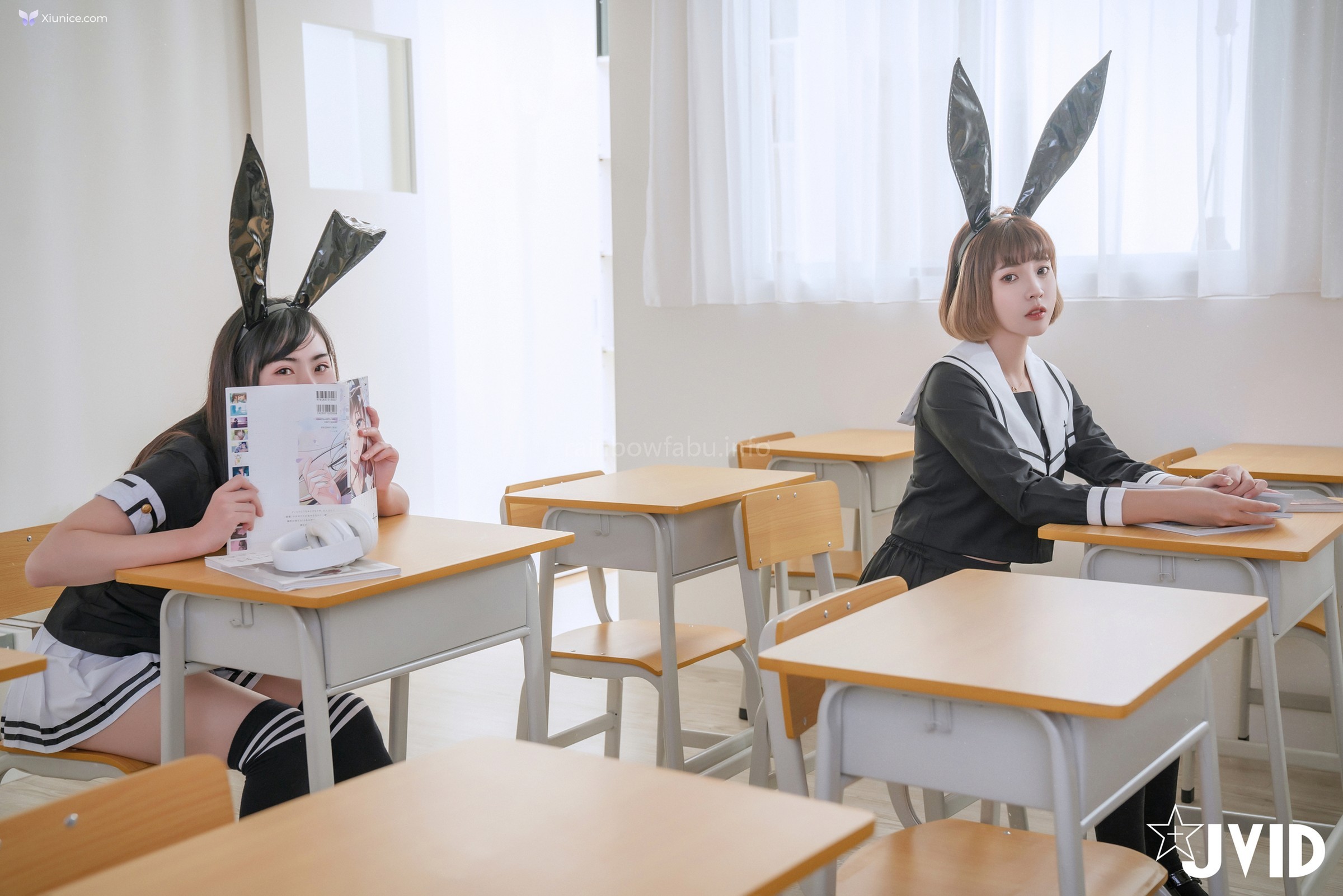 JVID 果寶寶 葉思敏 – 淫欲の萌兔學園 女神級巨乳同框果寶寶和葉思敏在教室裡搞出什麼火花讓老師好難為情 第9张