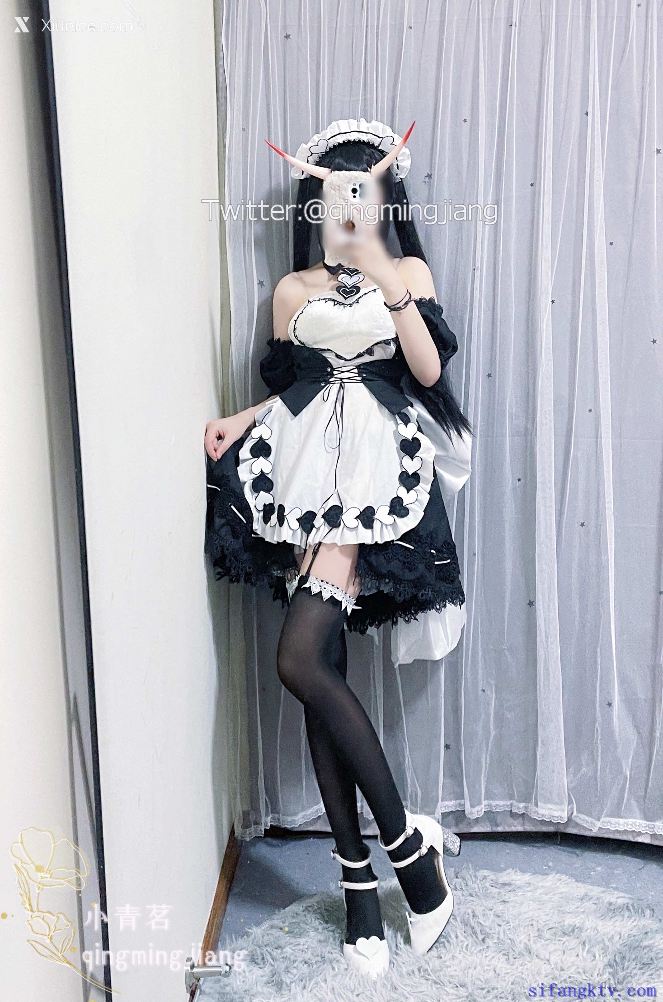 Coser@小青茗 黑丝女仆 第33张