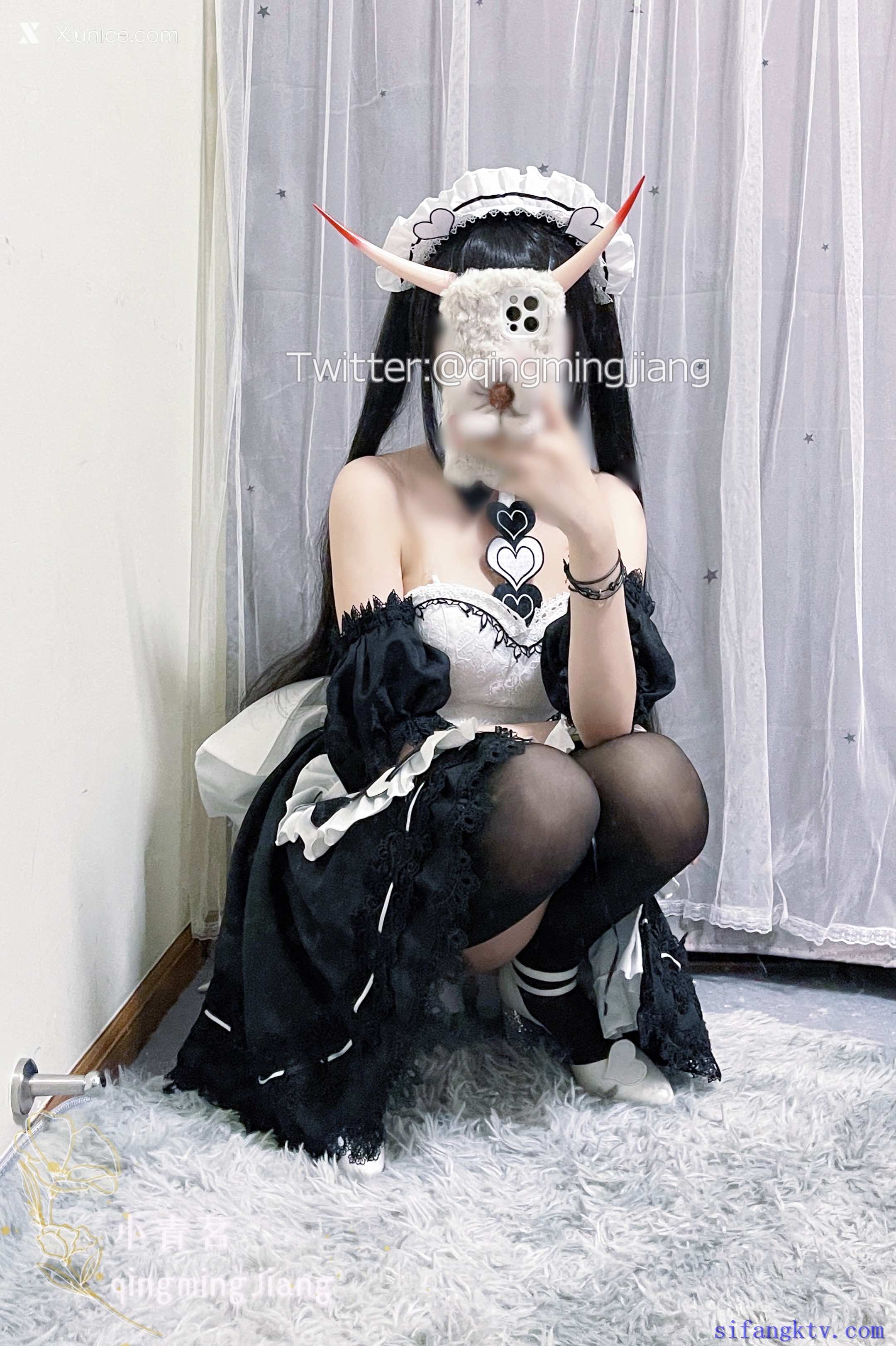 Coser@小青茗 黑丝女仆 第35张