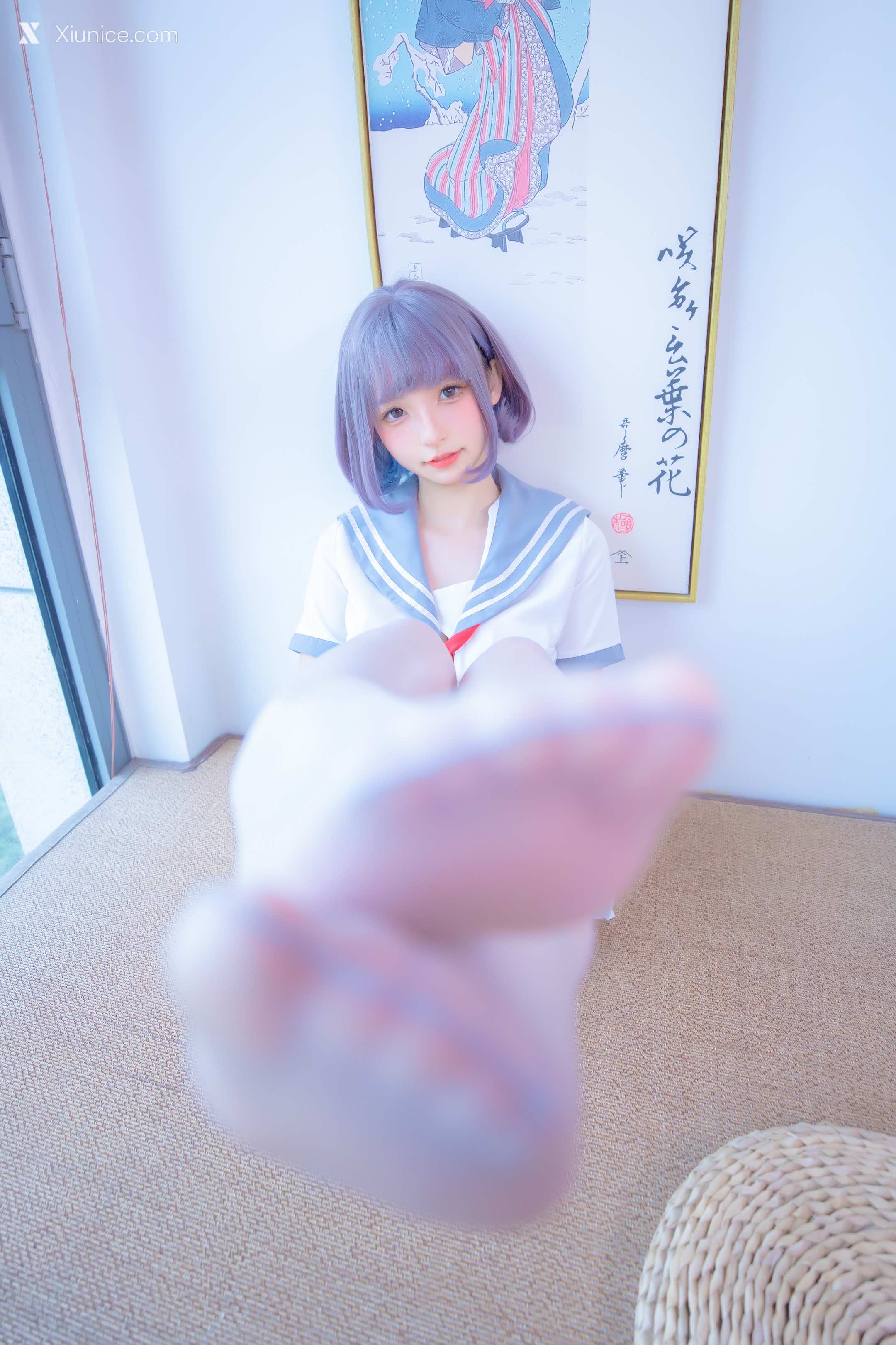 Coser@神楽坂真冬 Vol.100 灰丝吊带JK 第46张