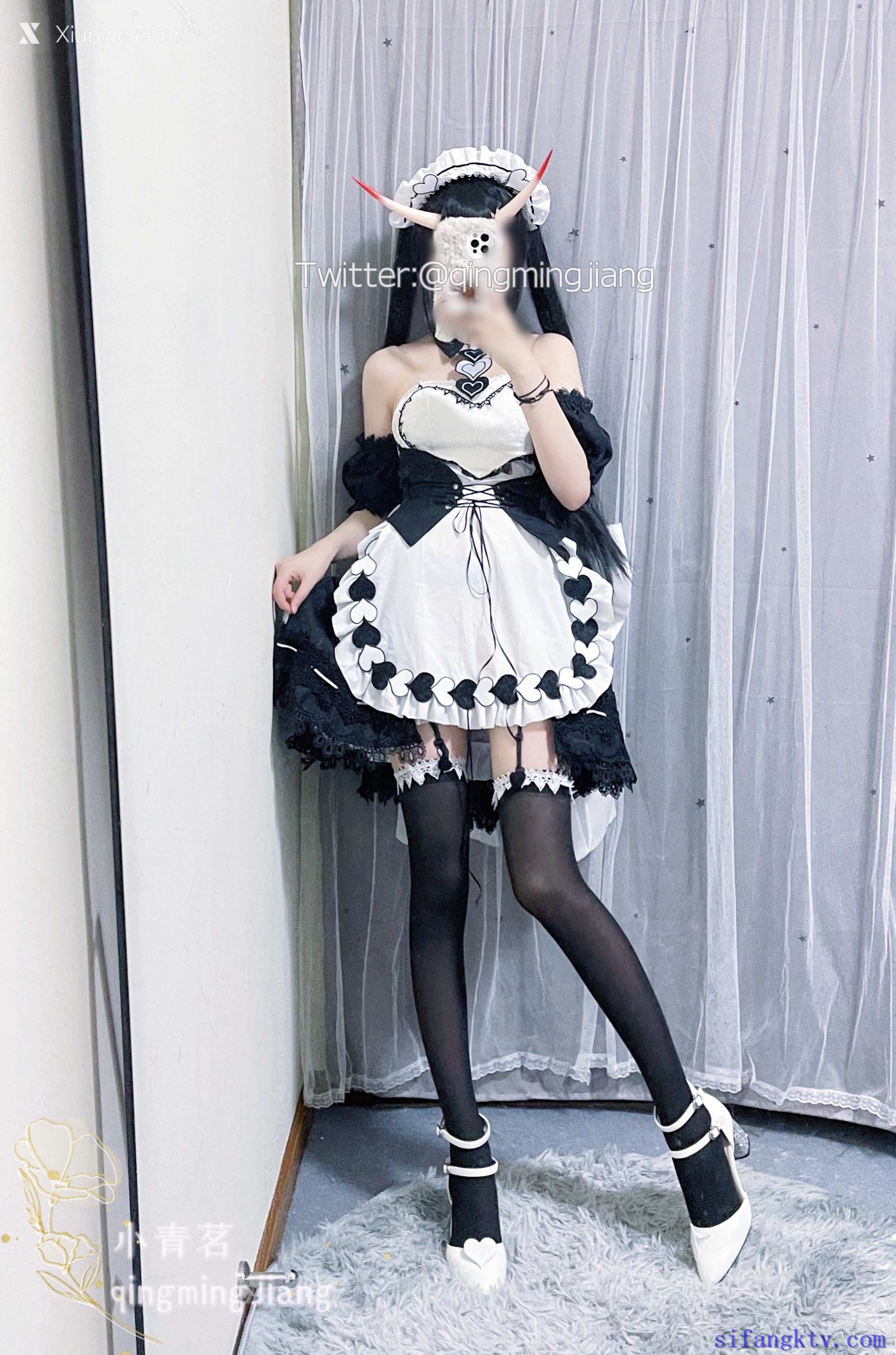 Coser@小青茗 黑丝女仆 第32张