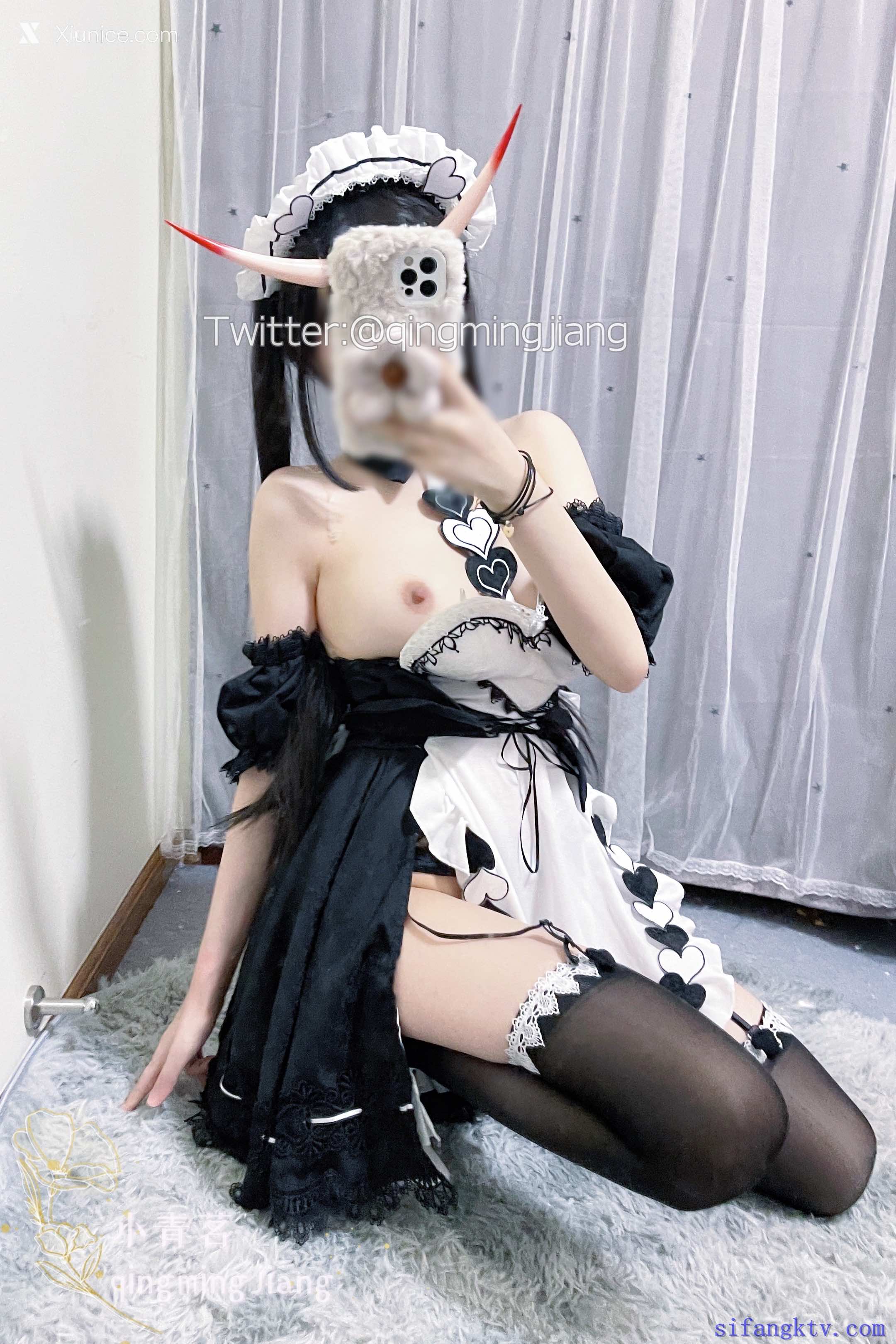 Coser@小青茗 黑丝女仆 第4张