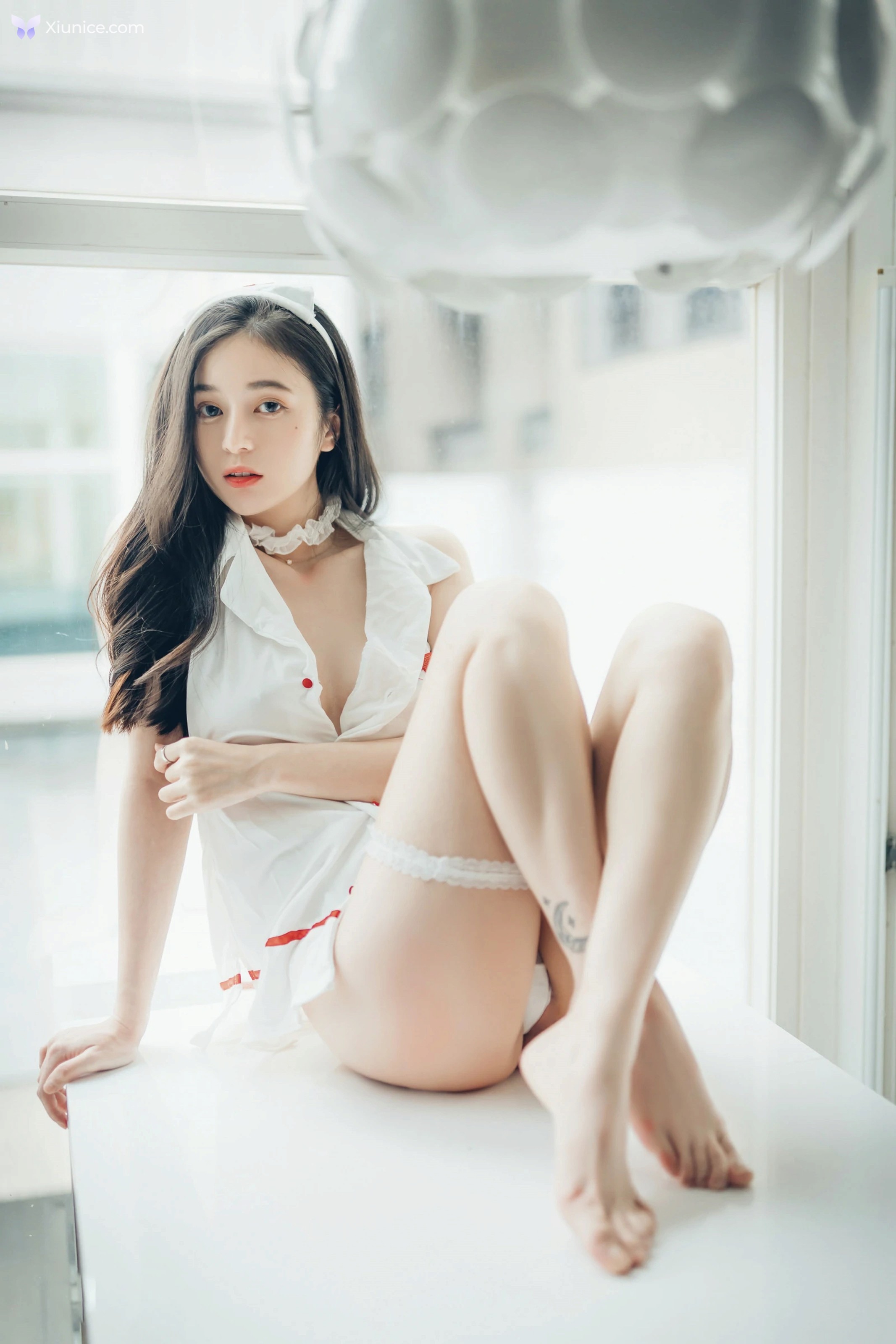 JVID 辰辰 – 透明內褲張開腳比駱駝蹄還更厲害中空小護士兩片式睡衣 第72张