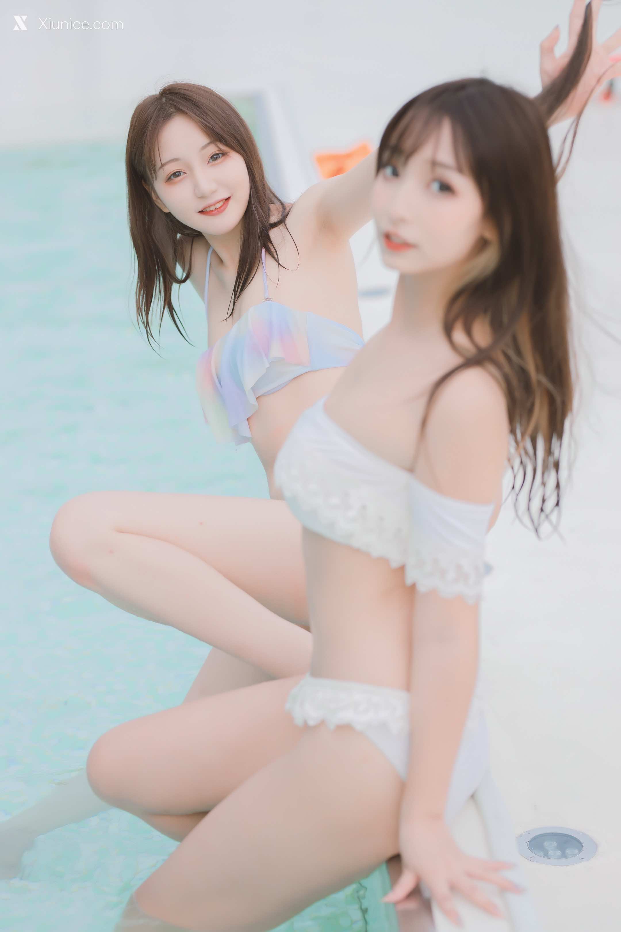 Coser@神楽坂真冬 Vol.058 绝对企画-夏日双人比基尼《笑颜水时计》 第56张