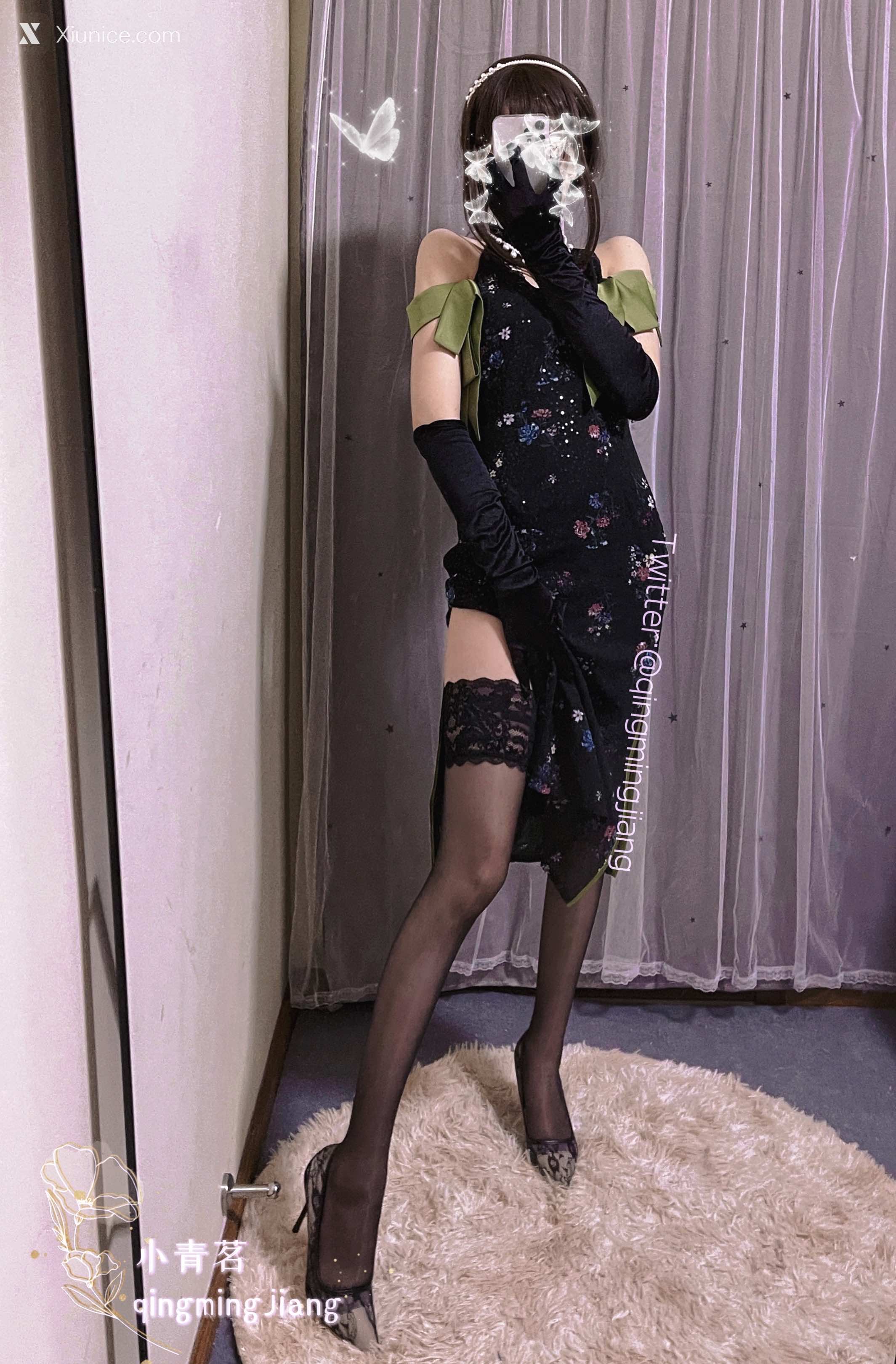 Coser@小青茗 黑丝旗袍 第30张