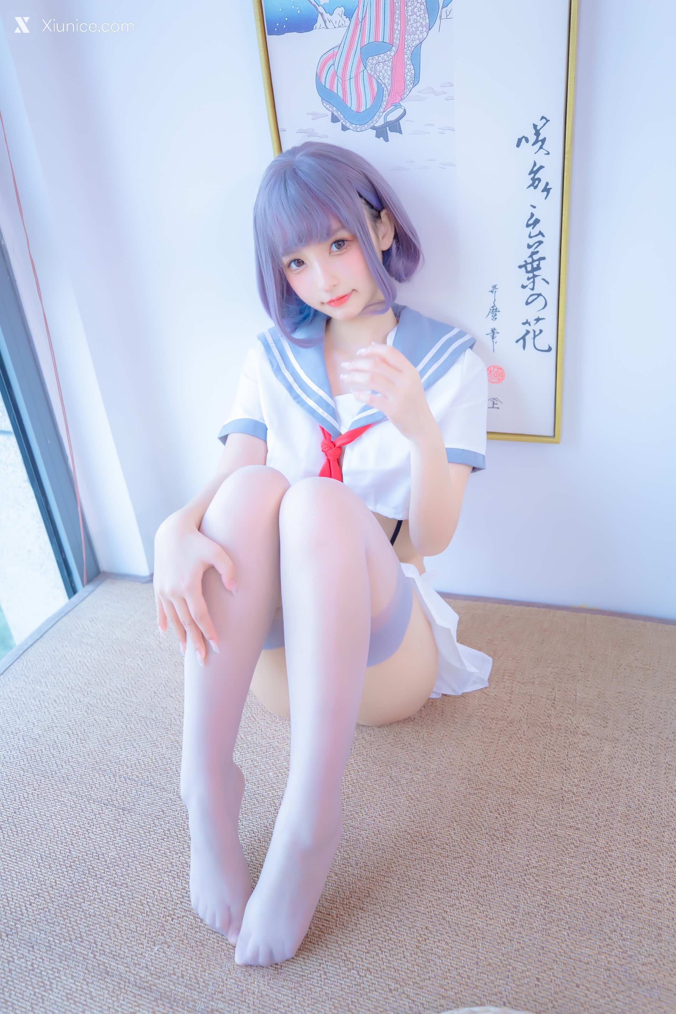 Coser@神楽坂真冬 Vol.100 灰丝吊带JK 第30张