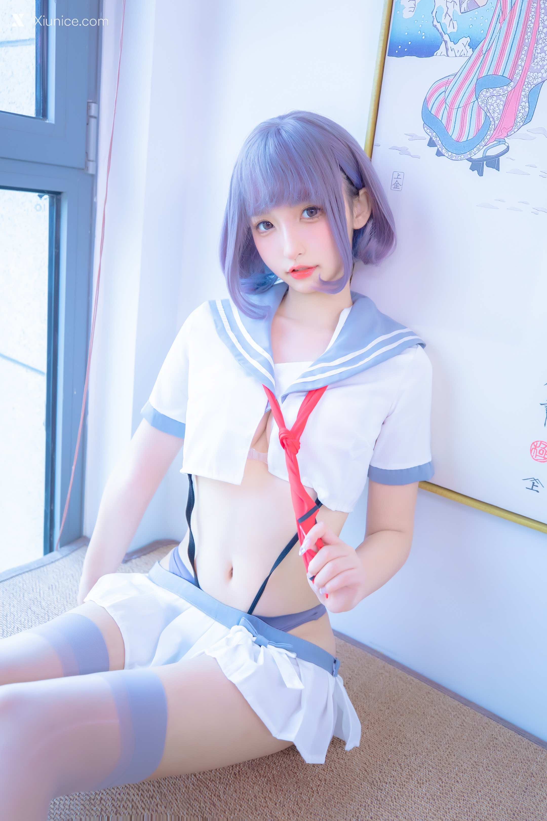 Coser@神楽坂真冬 Vol.100 灰丝吊带JK 第9张