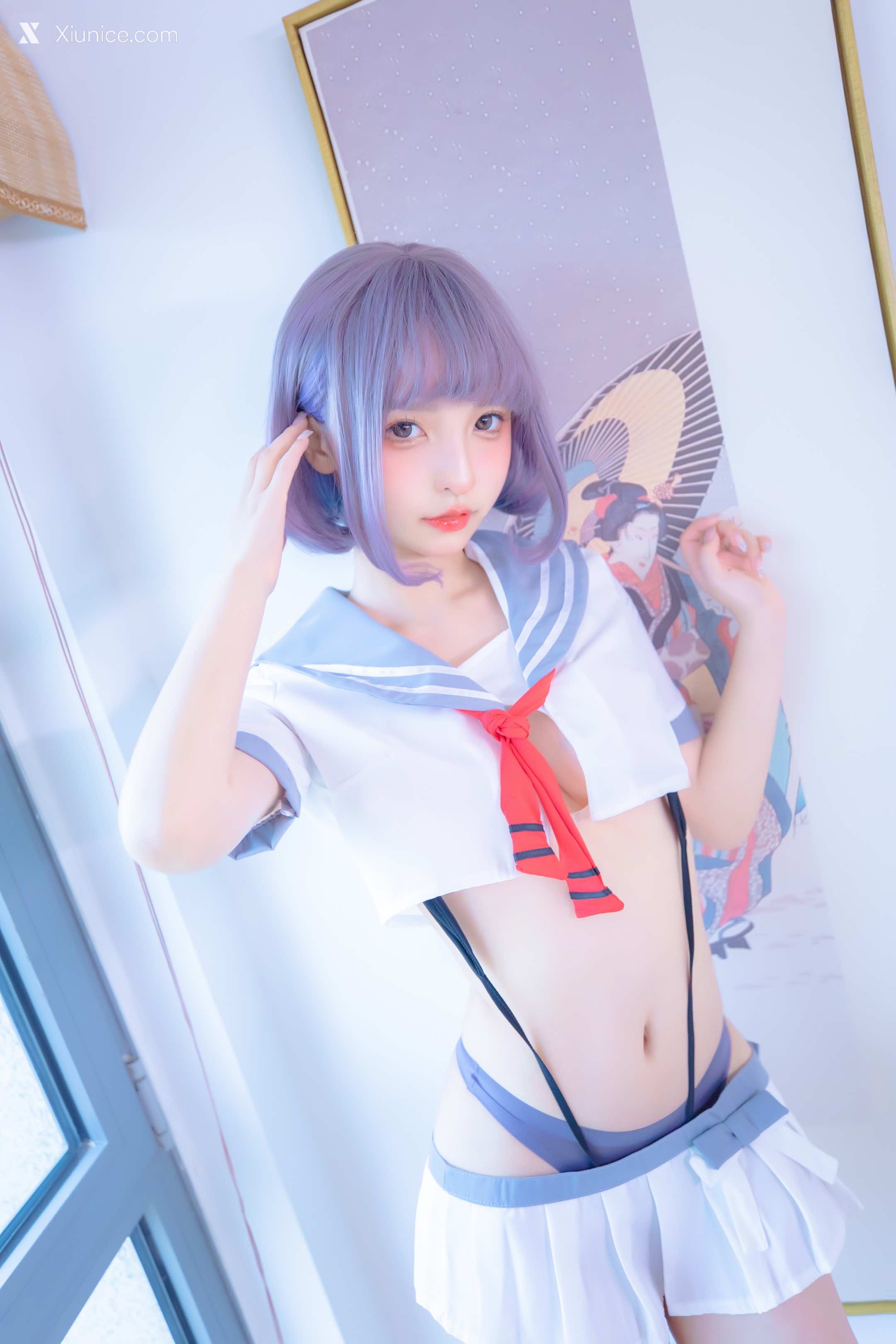 Coser@神楽坂真冬 Vol.100 灰丝吊带JK 第6张