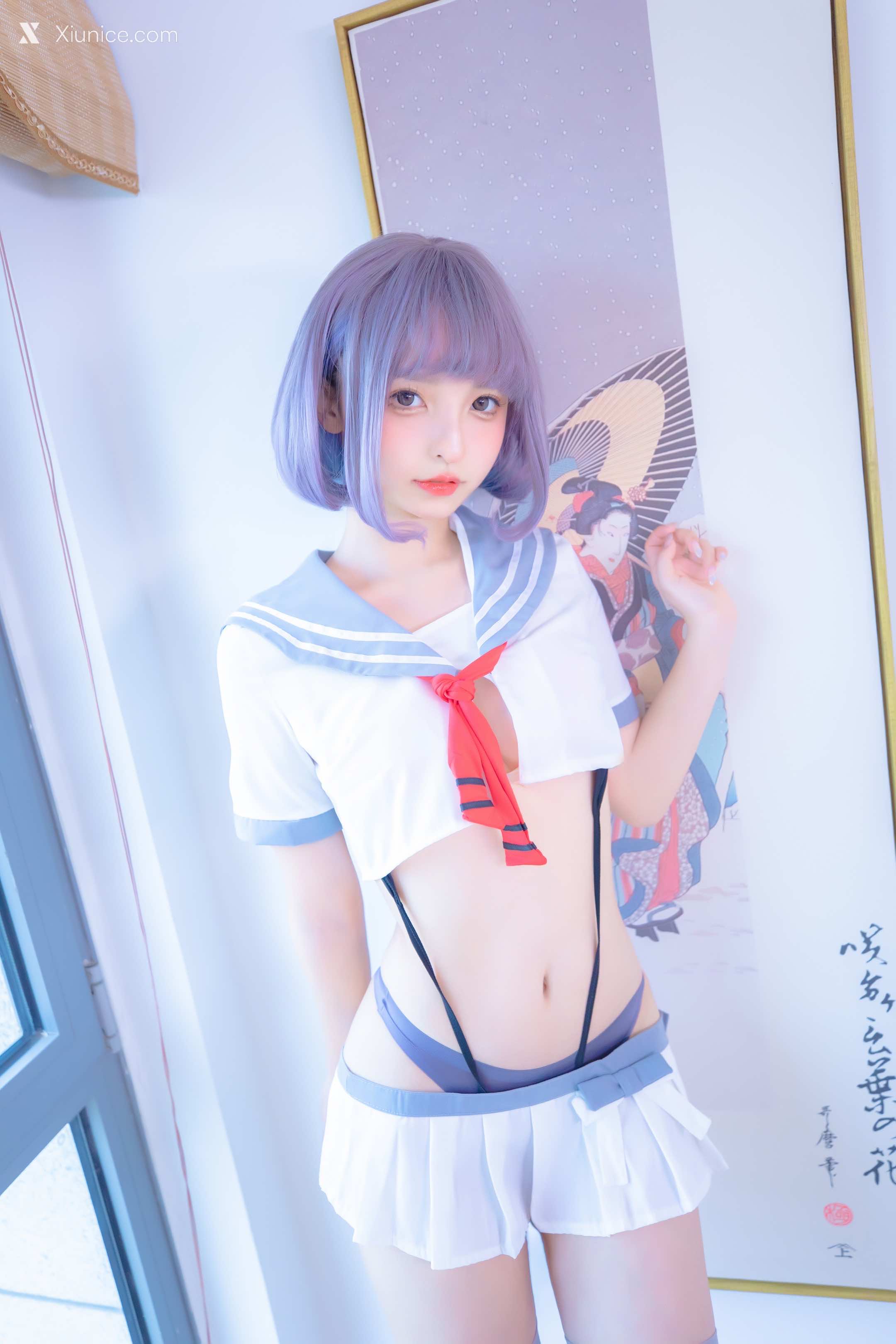 Coser@神楽坂真冬 Vol.100 灰丝吊带JK 第5张