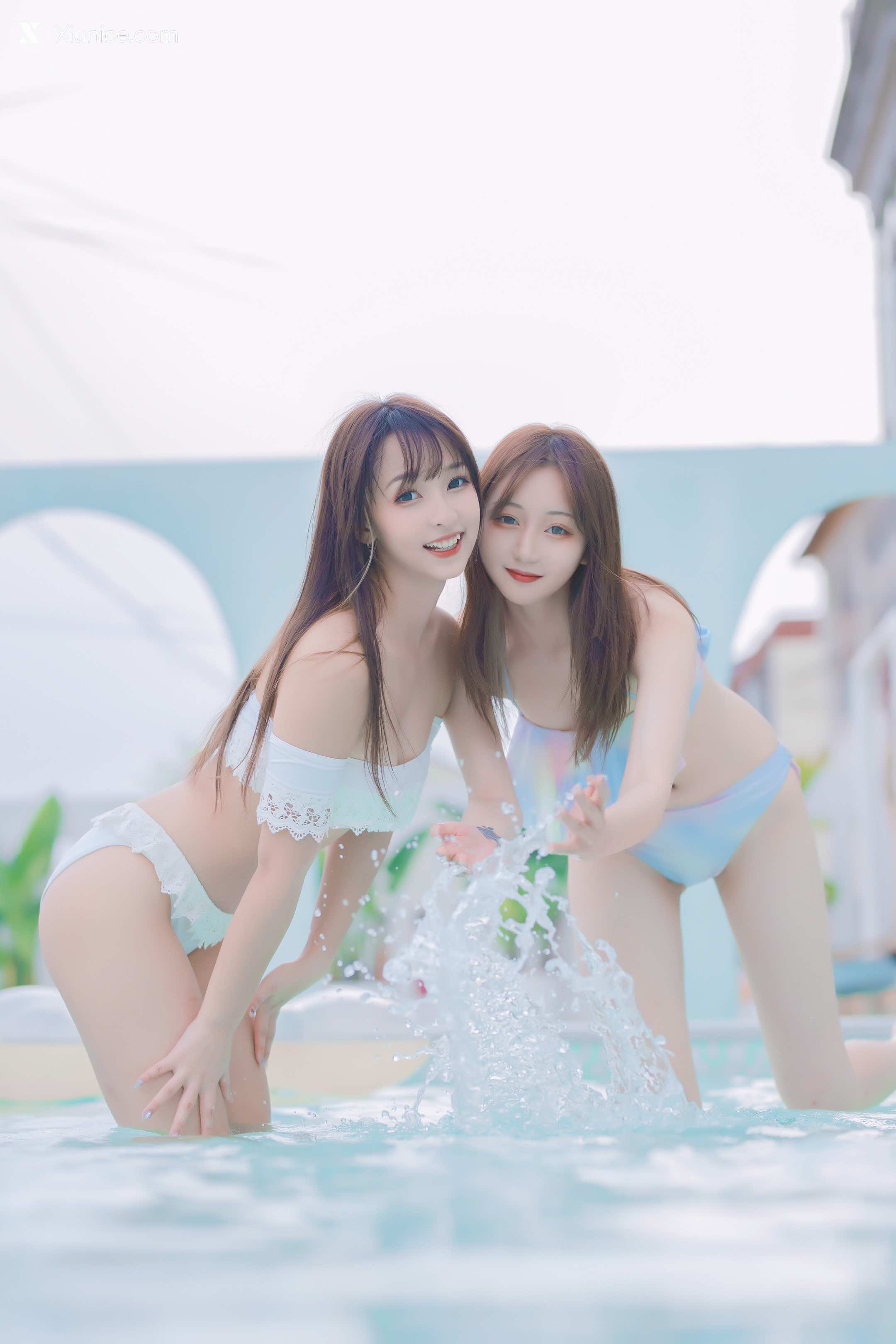 Coser@神楽坂真冬 Vol.058 绝对企画-夏日双人比基尼《笑颜水时计》 第34张
