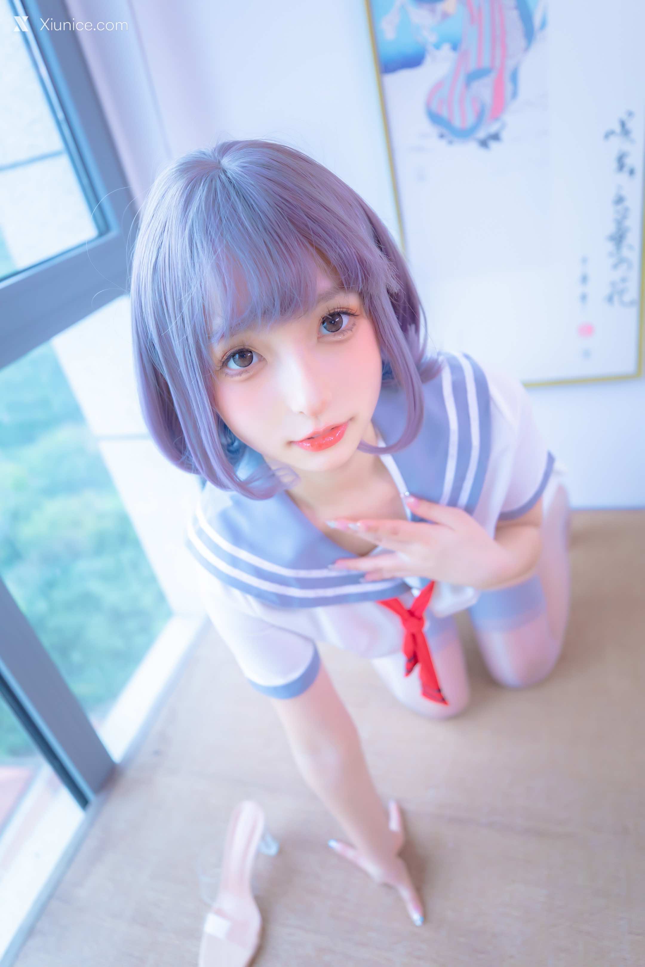 Coser@神楽坂真冬 Vol.100 灰丝吊带JK 第58张