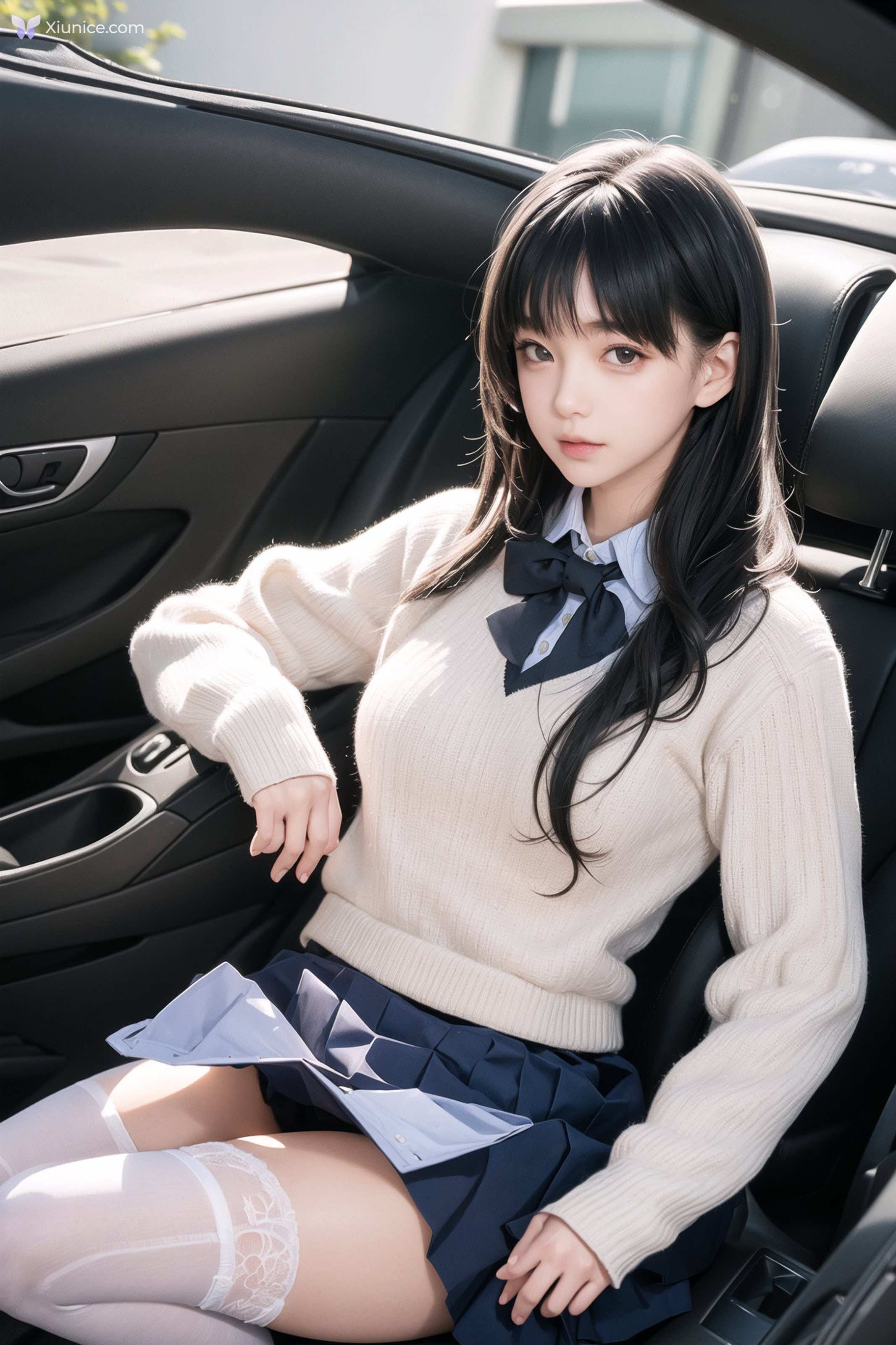 AI Girl AI美女车内丝袜露出无码图集 第64张