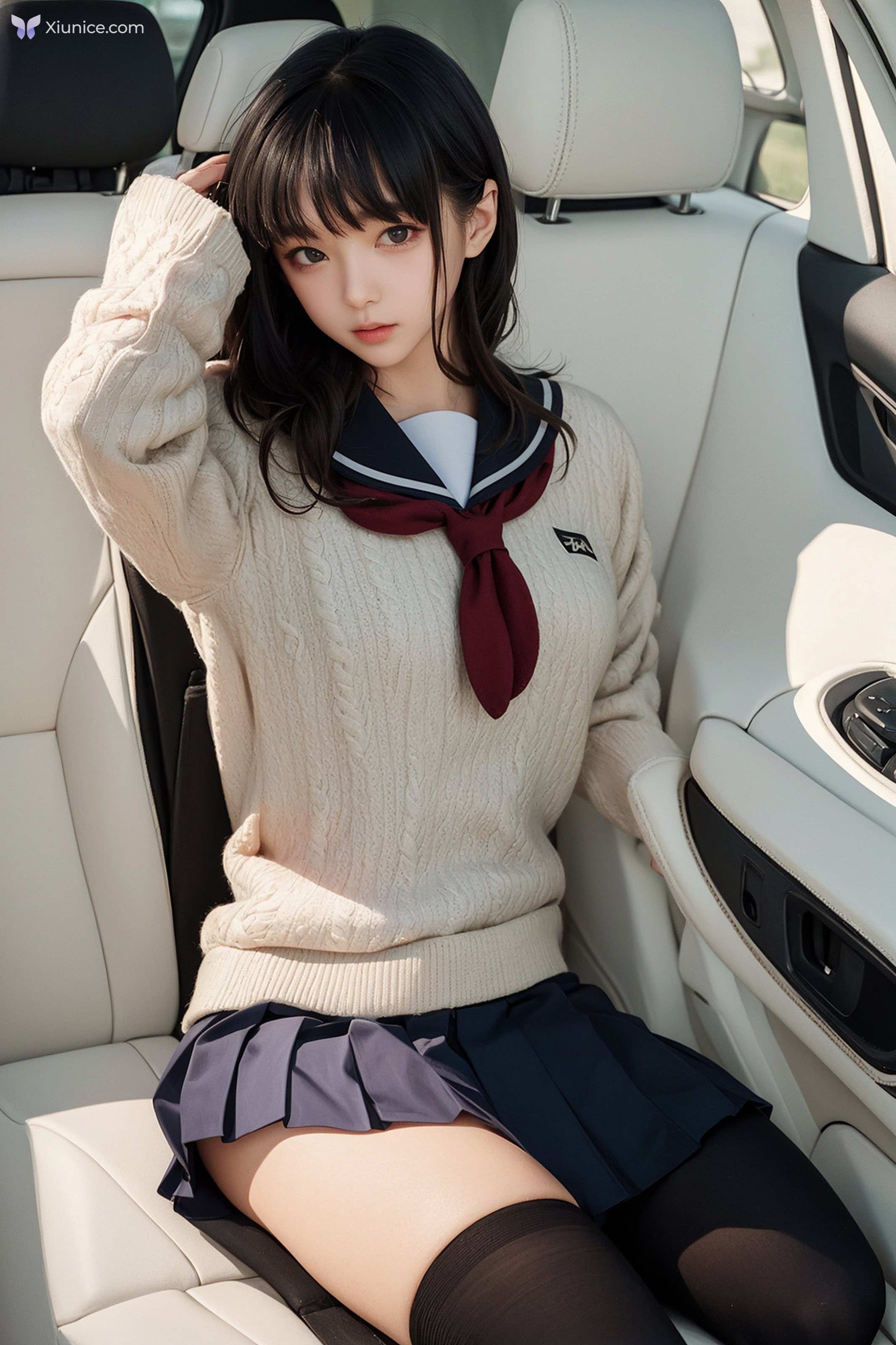 AI Girl AI美女车内丝袜露出无码图集 第85张